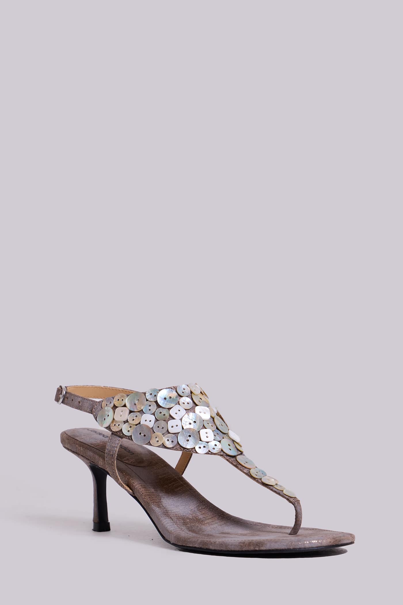 Azaela Metallic Button Heeled Sandals