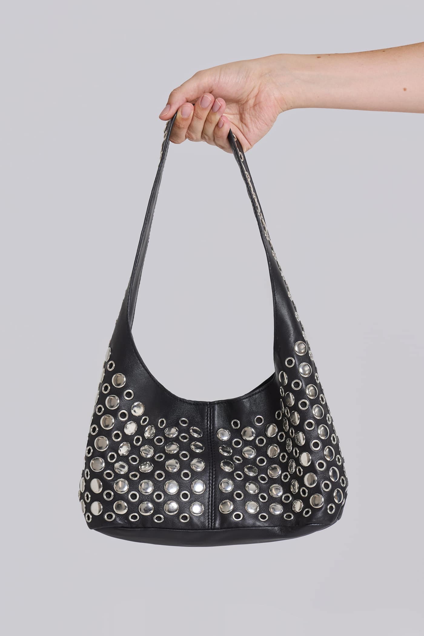 Osmium Studded Leather Bag in Black
