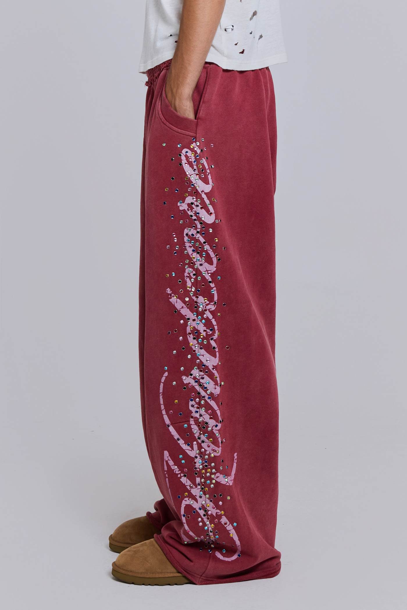 Burgundy Hardcore Jewel Monster Joggers