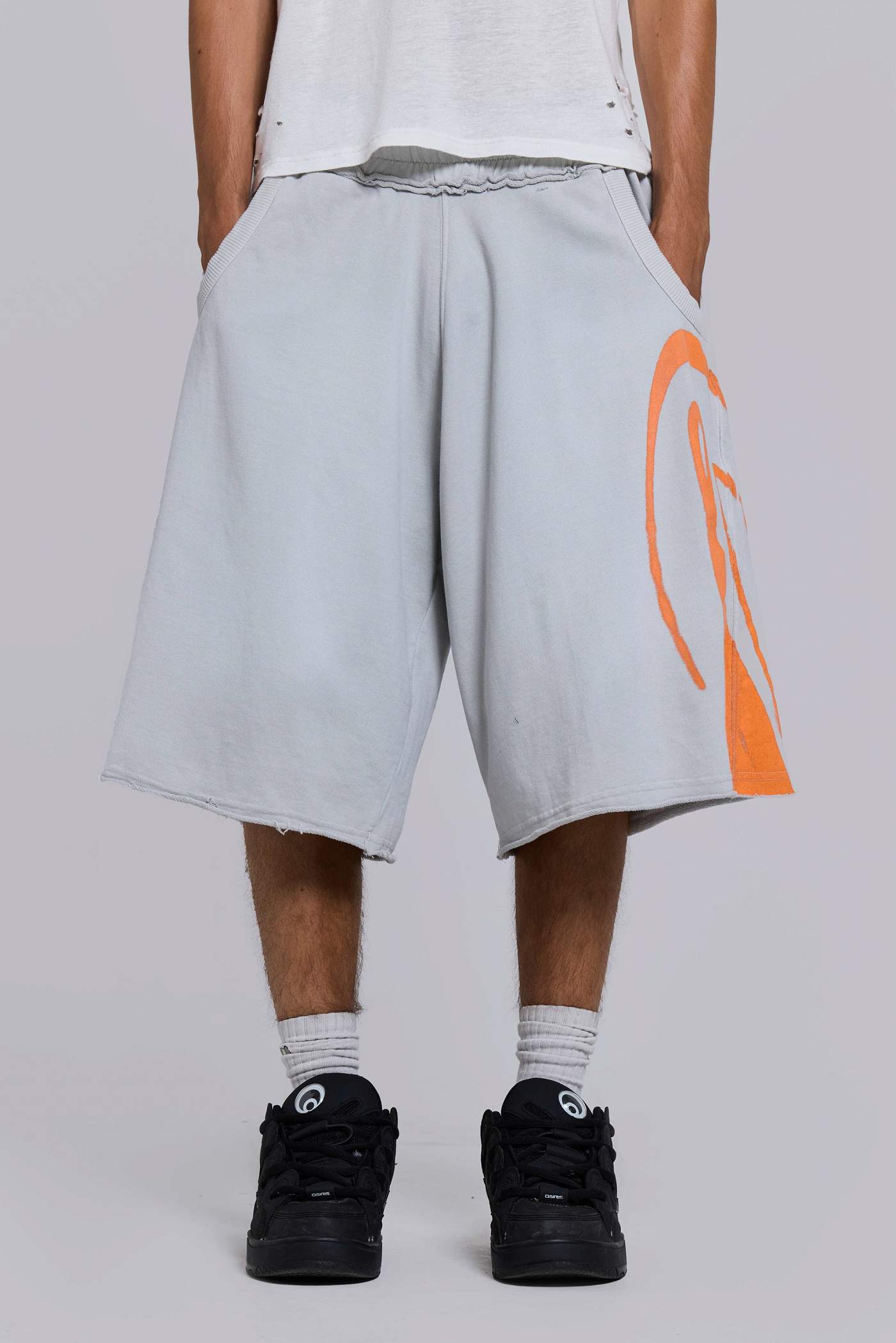 Grey Airbrush Diving Monster Jogger Shorts