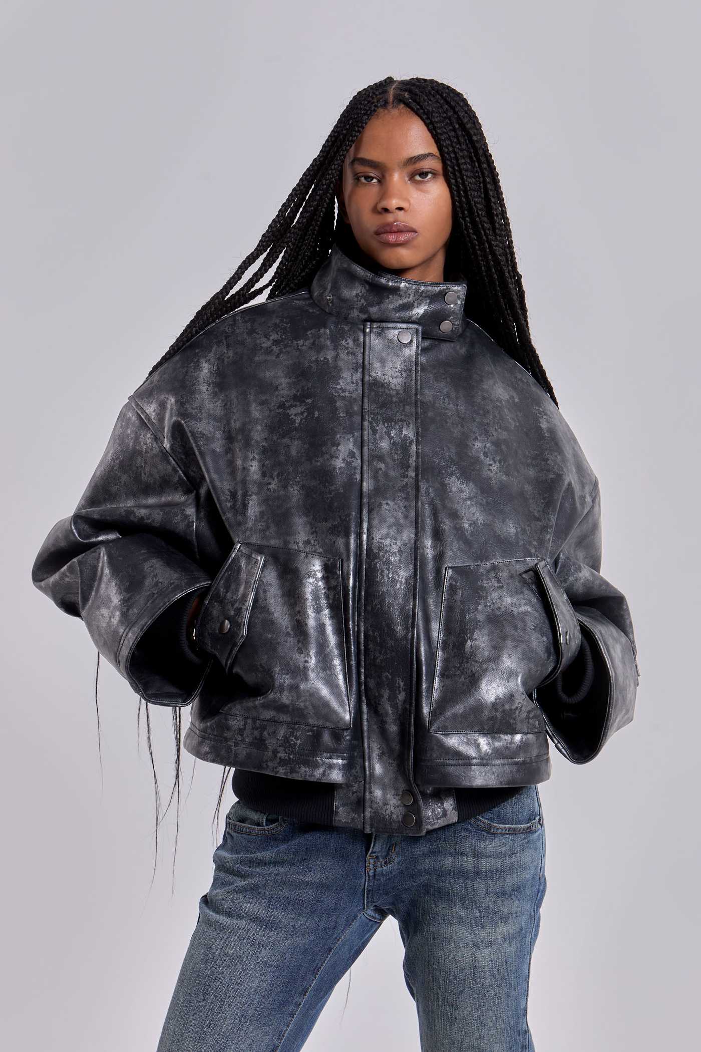 Mistra PU Leather Bomber Jacket