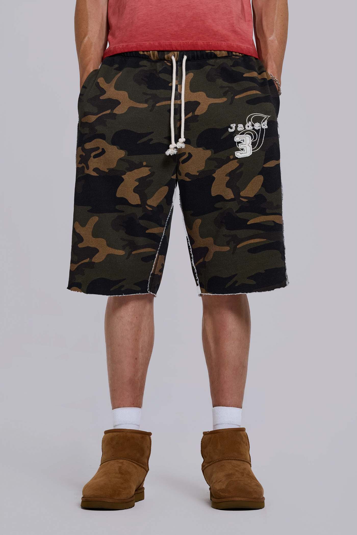 Cleo Slouchy Jogger Shorts in Camo