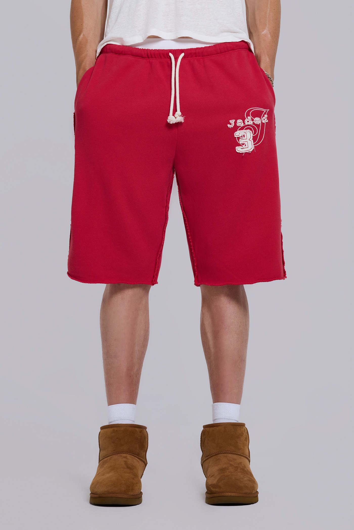 Cleo Slouchy Jogger Shorts in Red