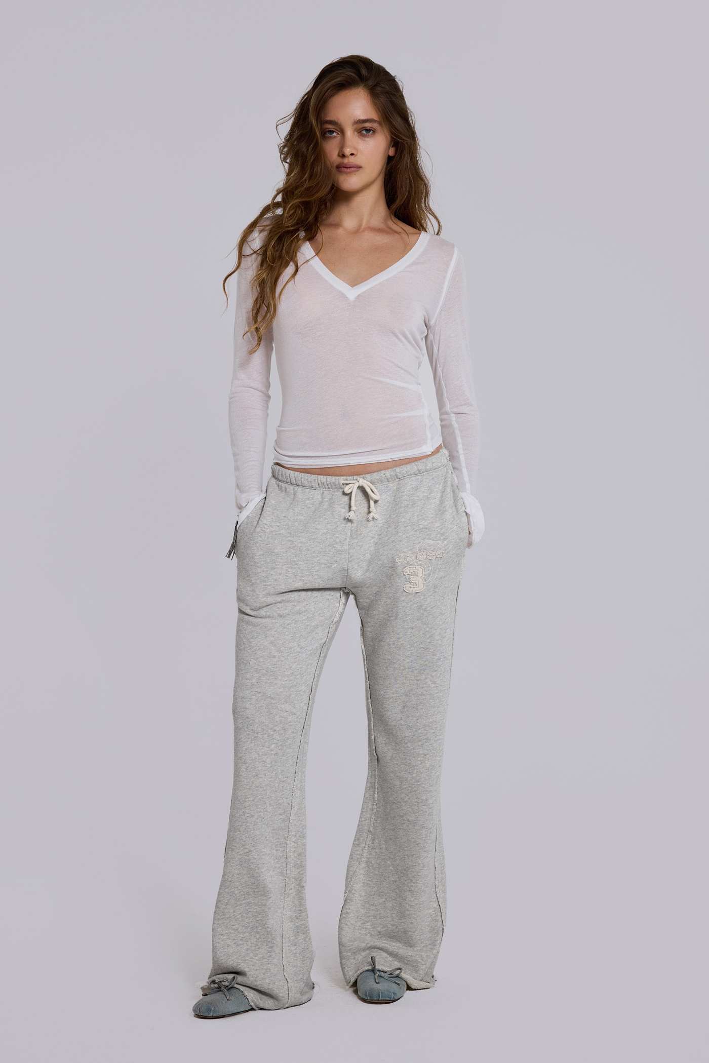 Cleo Slouchy Bootcut Jogger in Grey Marl