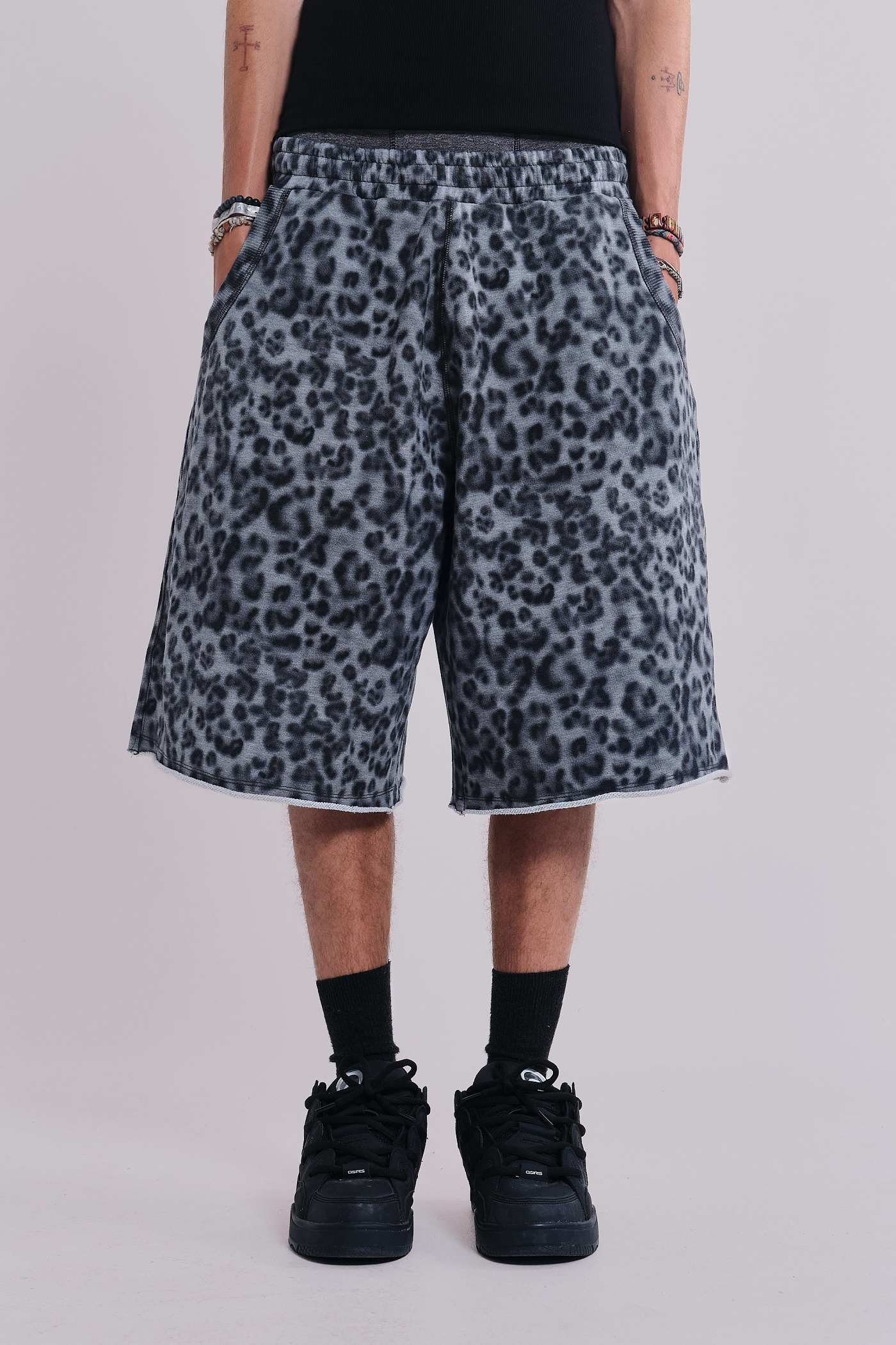Airbrush Grey Leopard Monster Shorts