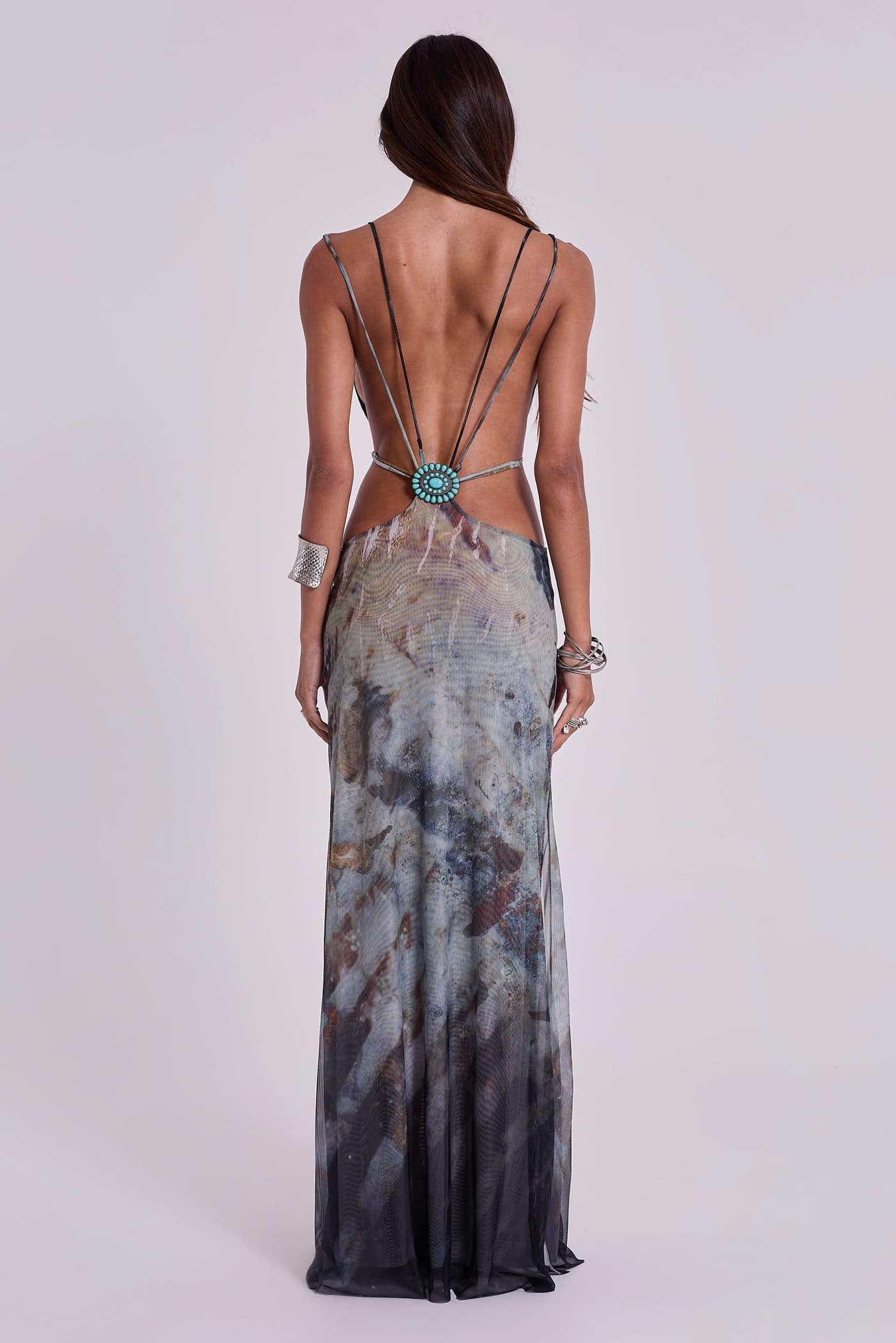 Azariah Maxi Dress With Turquoise Trim