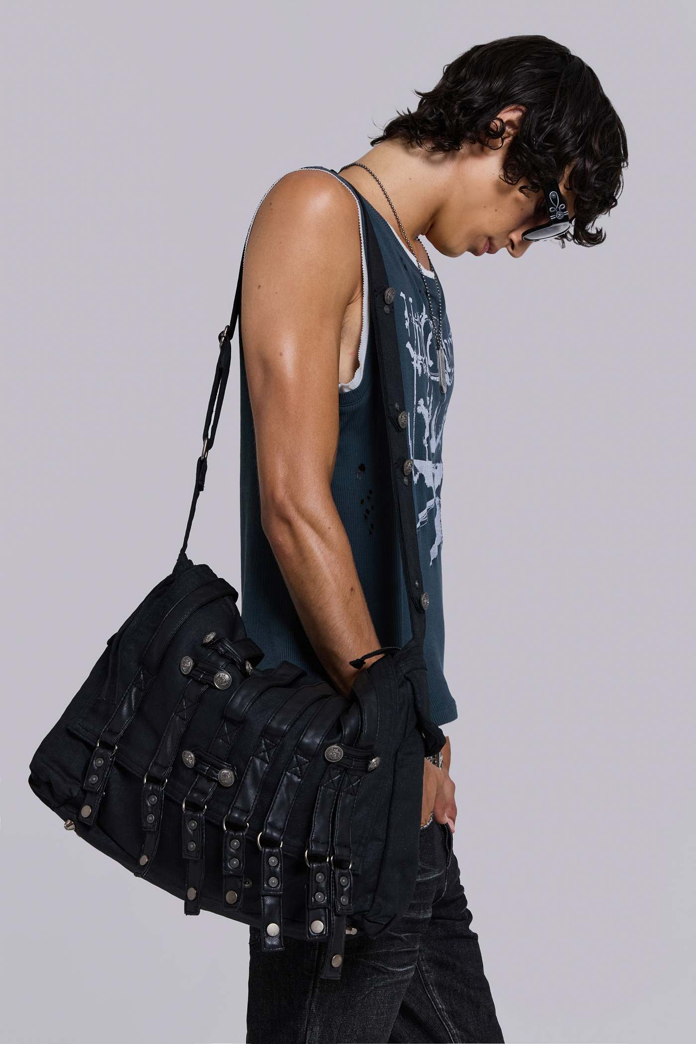 Drummer Coated Denim Satchel Bag