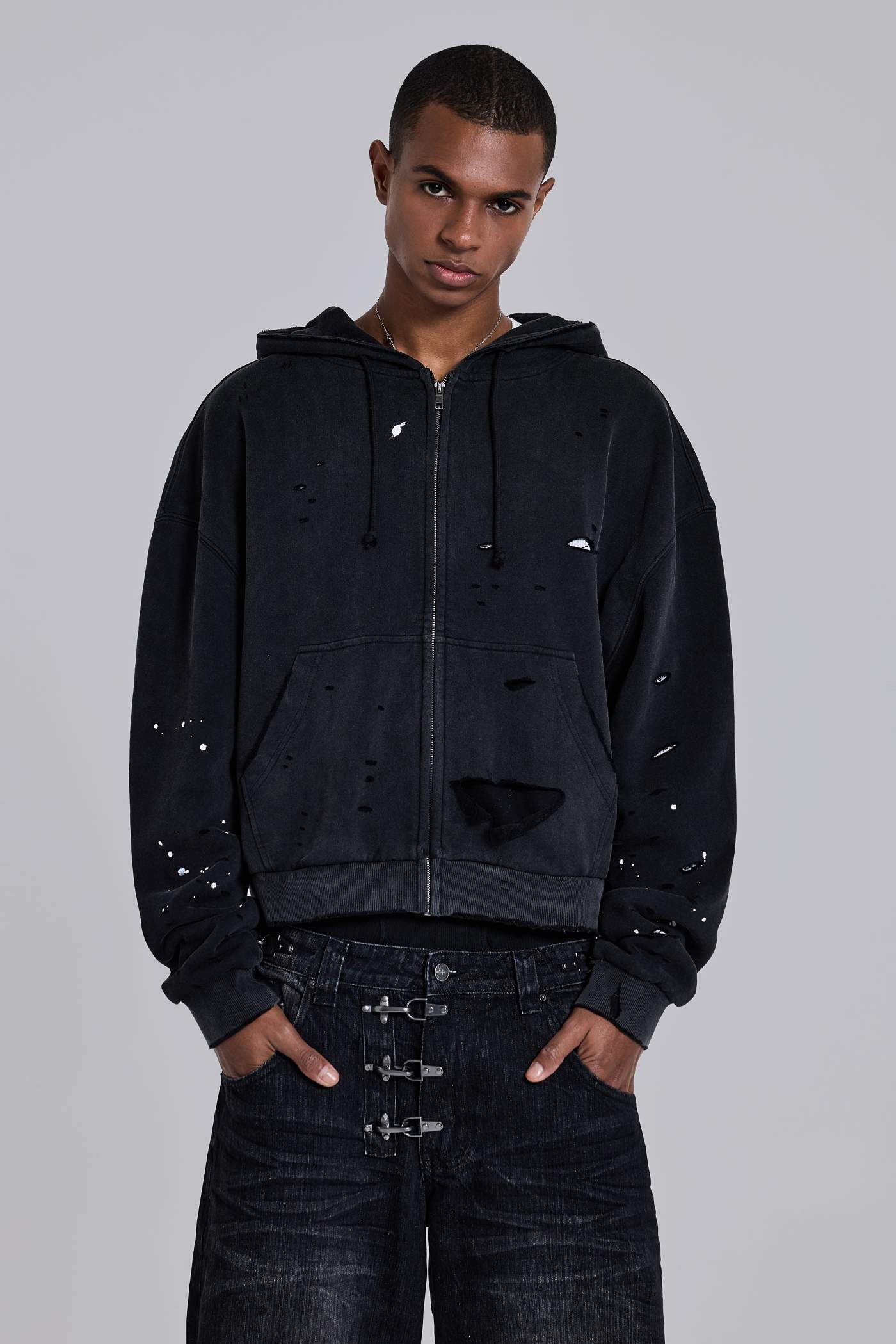 Sun Faded Waffle Lined Zip Hoodie