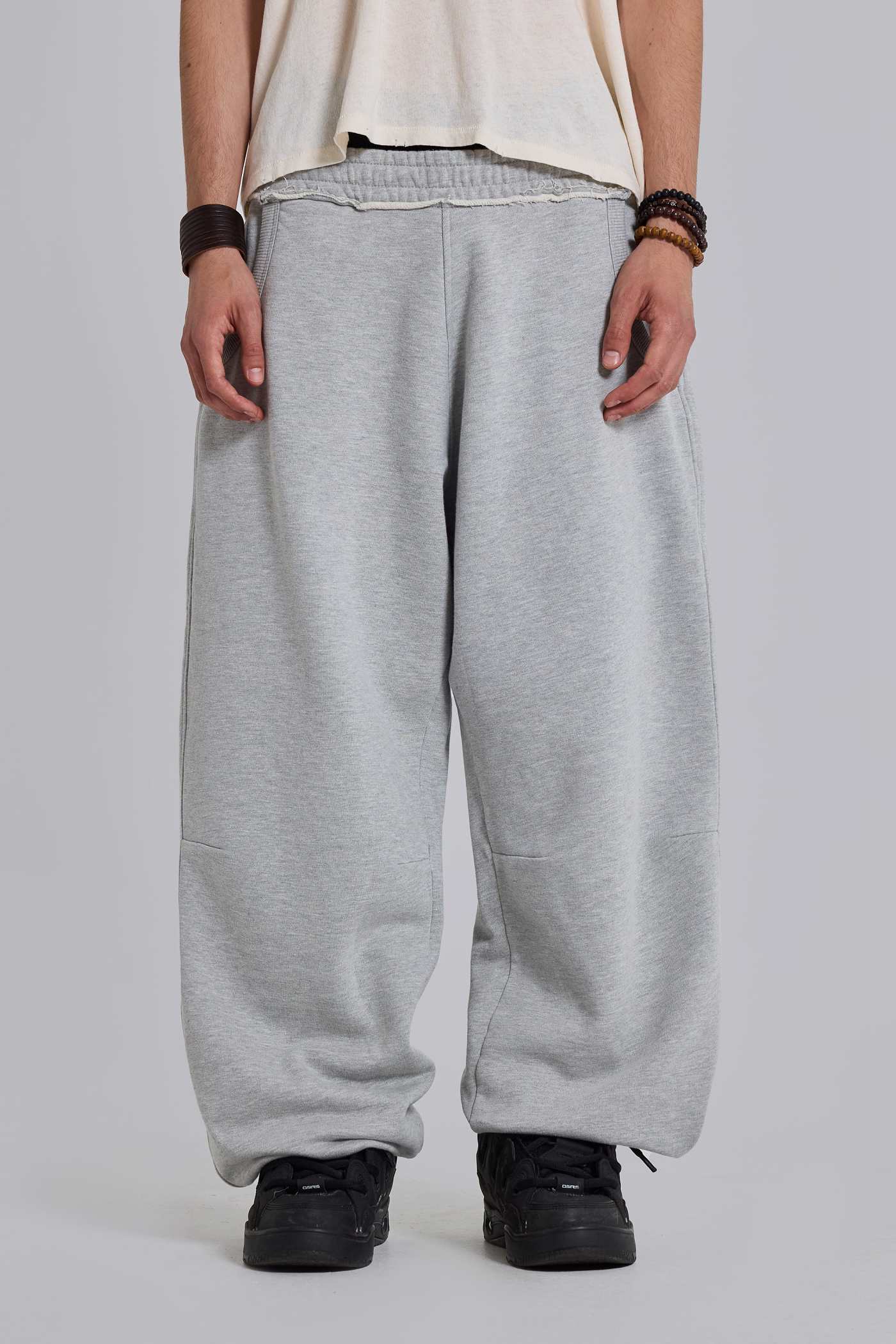 Grey Marl Cuffed Baggy Monster Joggers