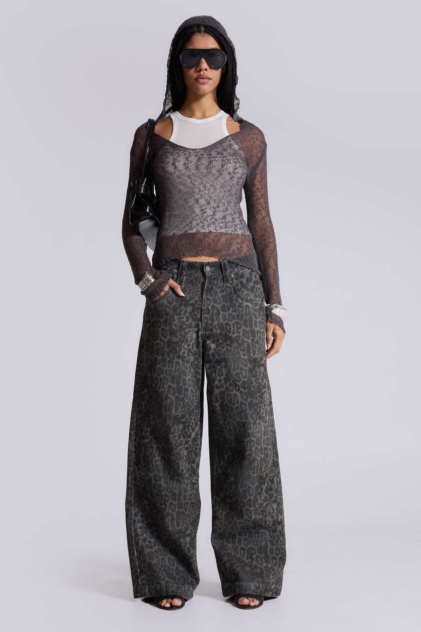 Charcoal Leopard Fade Colossus Jeans | Jaded London | Clothing