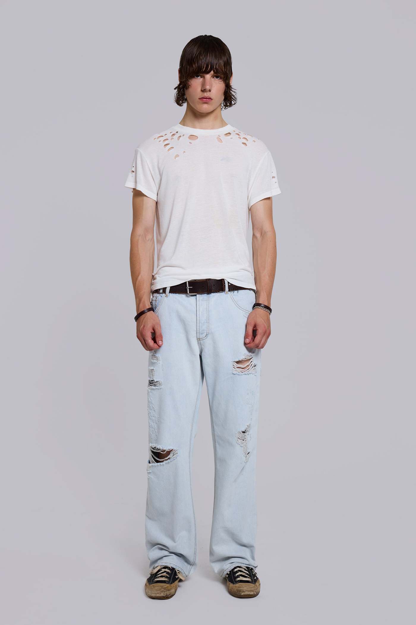 Bleach Straight Leg Distressed Jeans