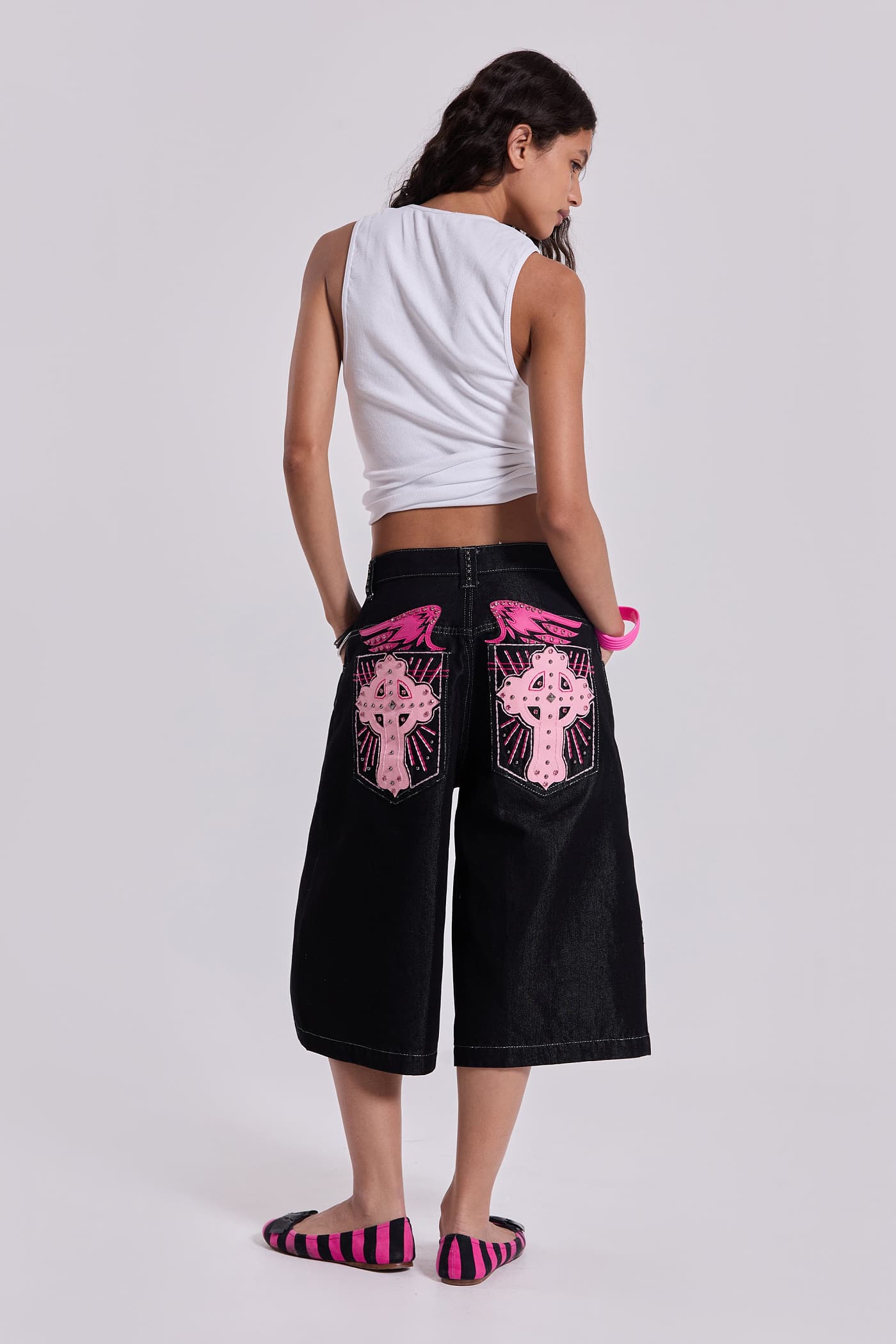 Pink Sapphire Cross Colossus Jorts