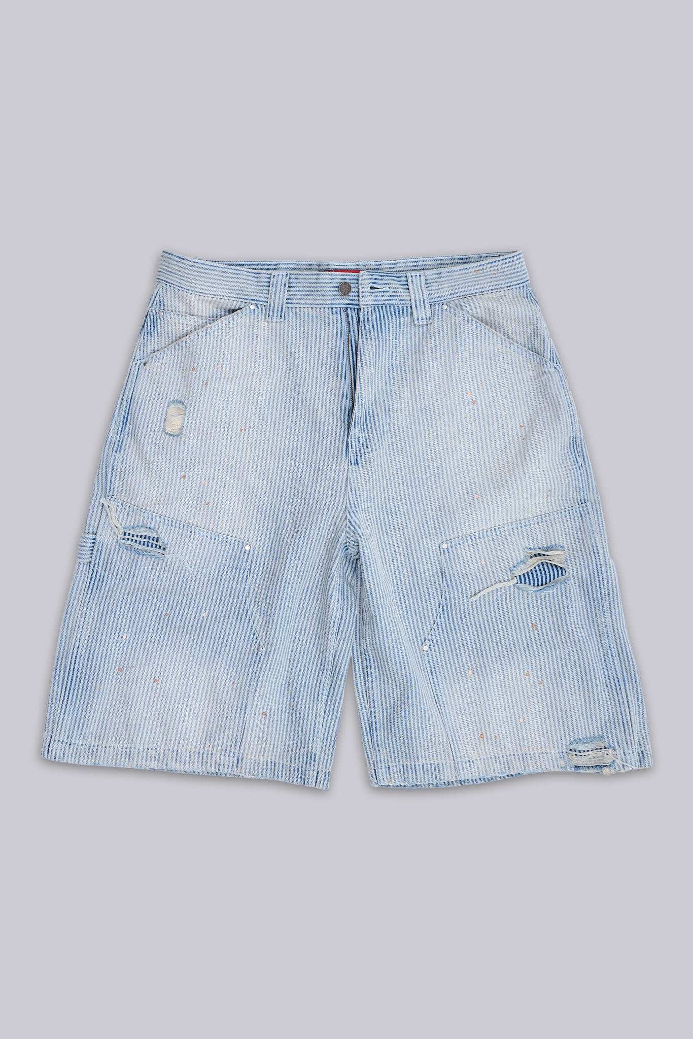 Pinstripe Double Knee Carpenter Jorts
