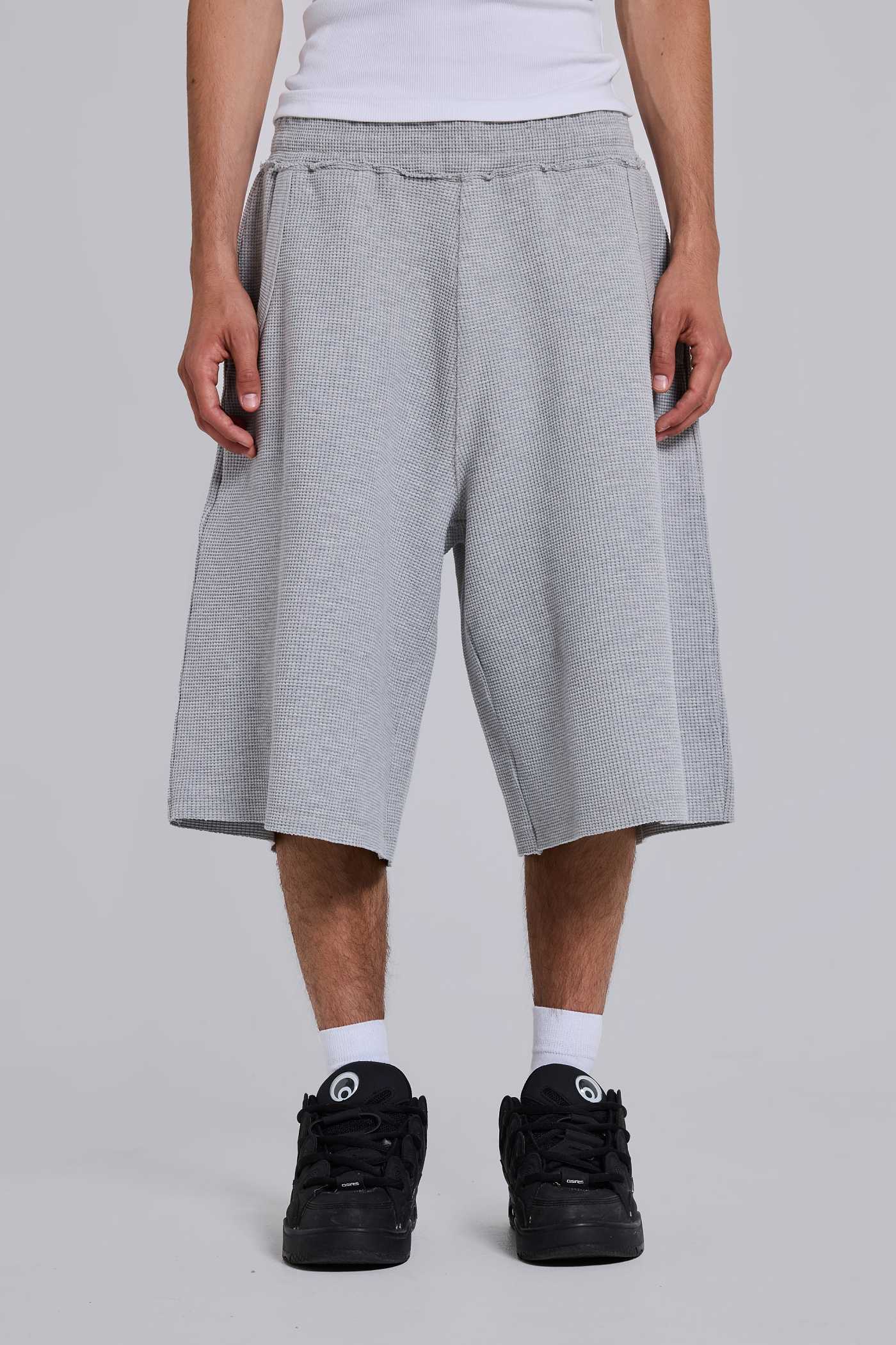 Grey Marl Waffle Monster Jogger Shorts