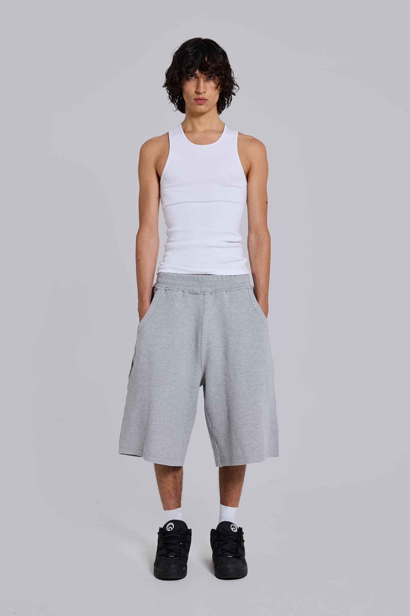 Grey Marl Waffle Monster Jogger Shorts