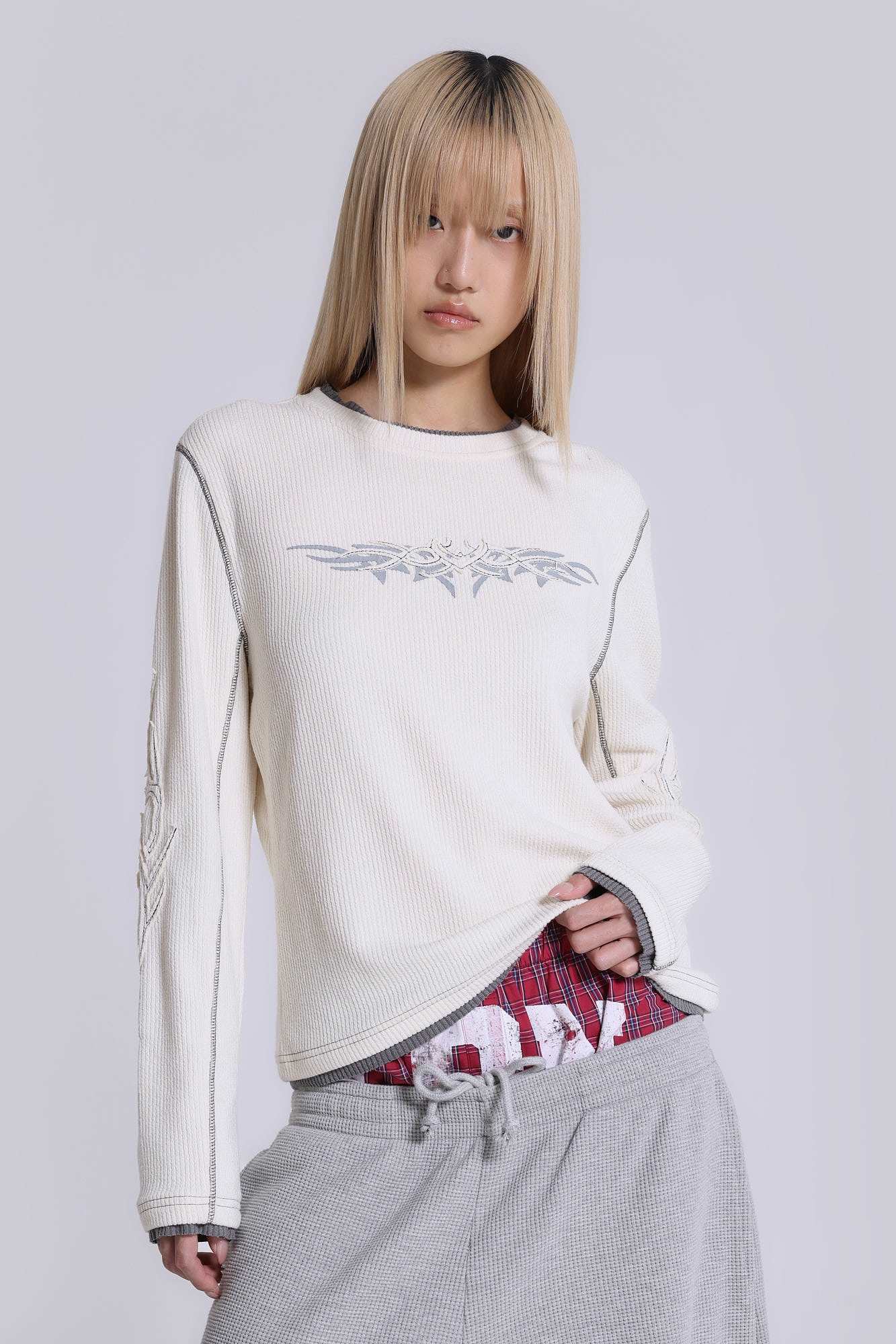 Jaded London ロンT TattooAppliqueTee ホワイト Off White Tattoo Applique Tee | Jaded London | Clothing