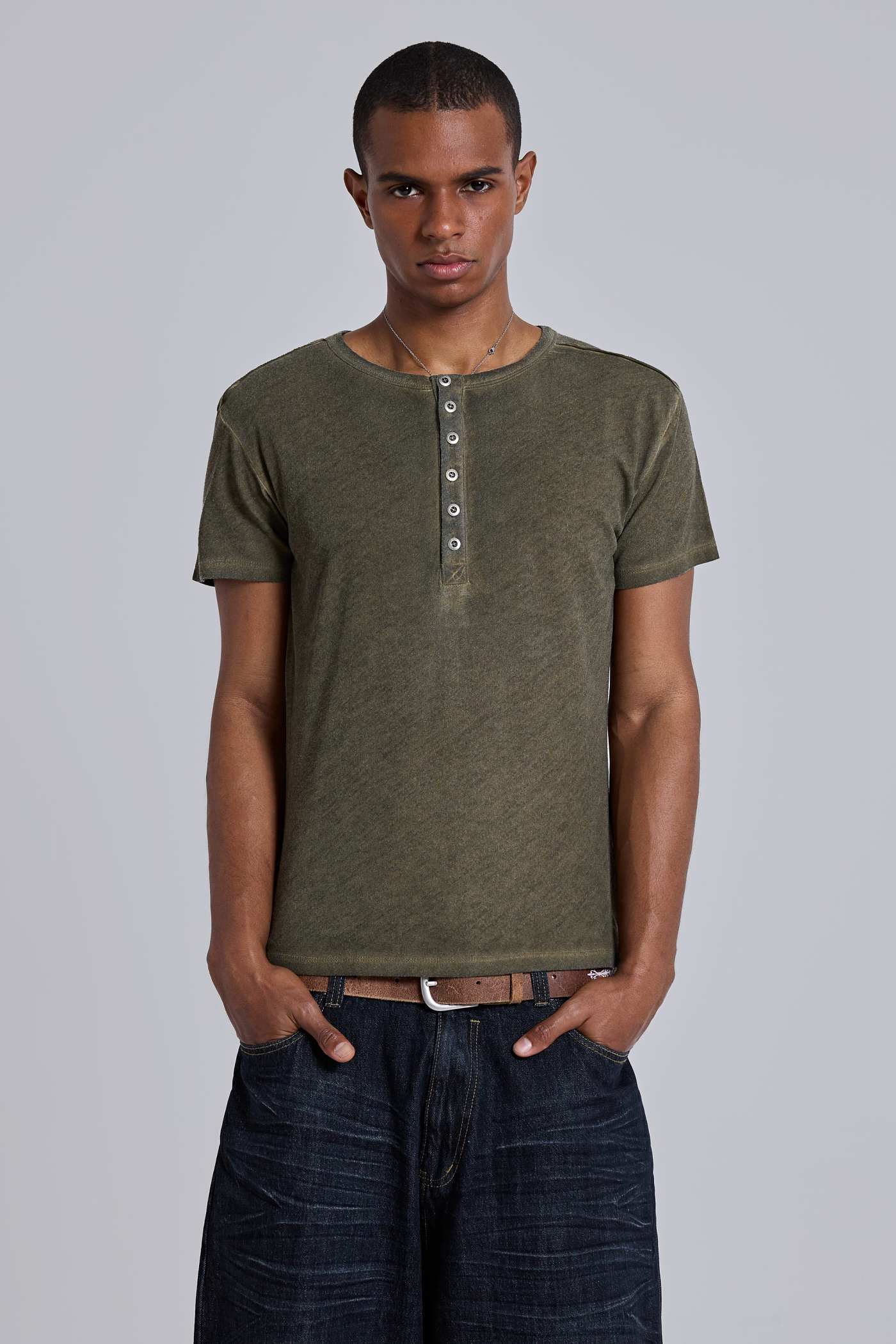 Khaki Haze Henley T-Shirt