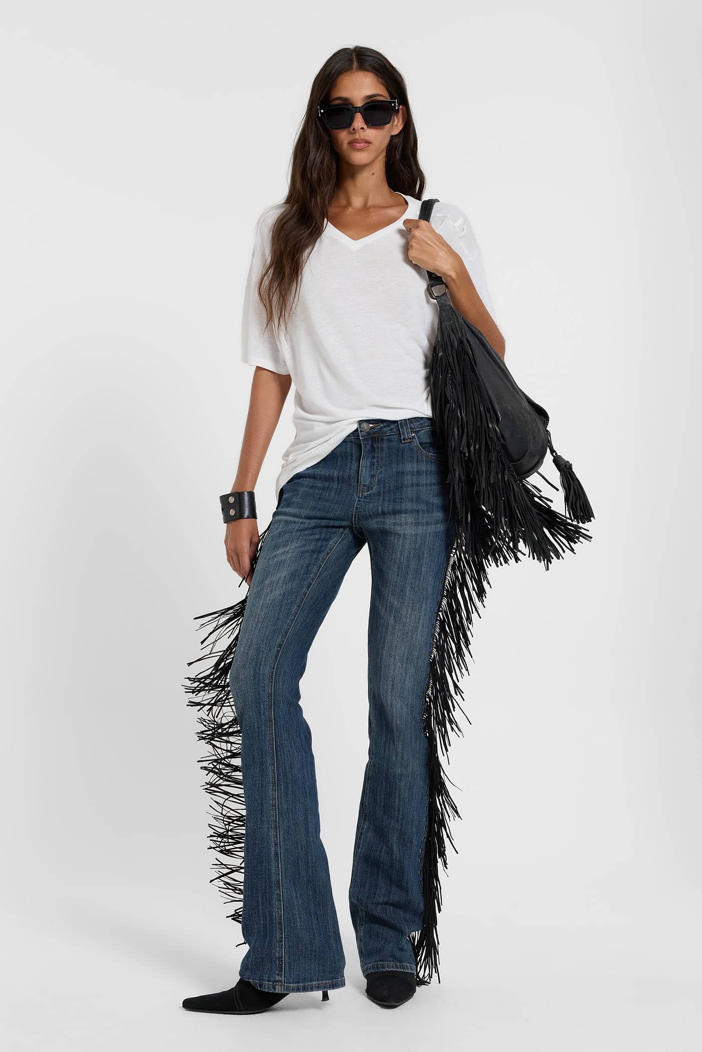 Fringe Bootcut Jeans in Blue Wash