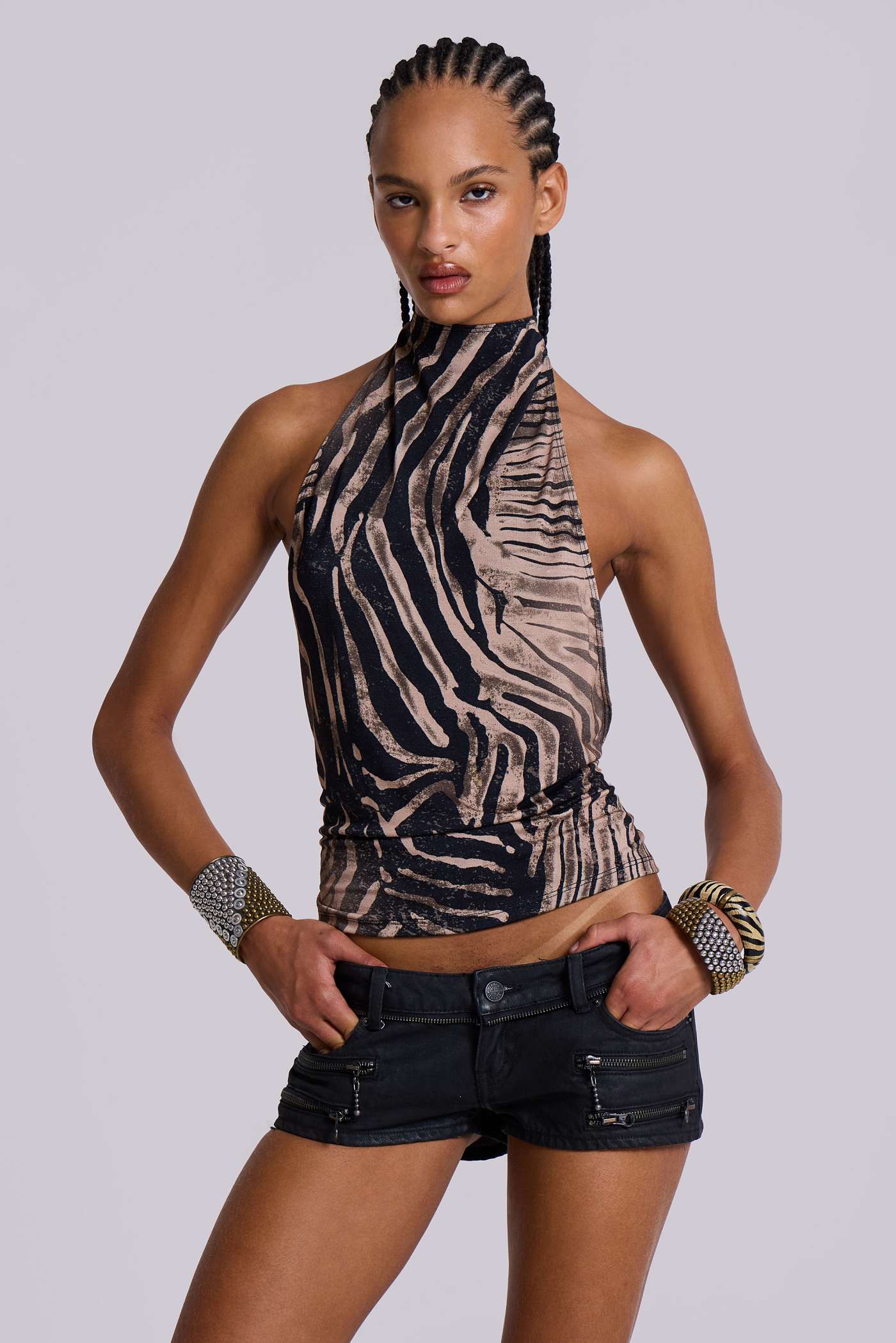 トップス BEEDEN PRINT BACK OPEN CAMISOLE Zebra Zene Backless Top | Jaded London | Clothing