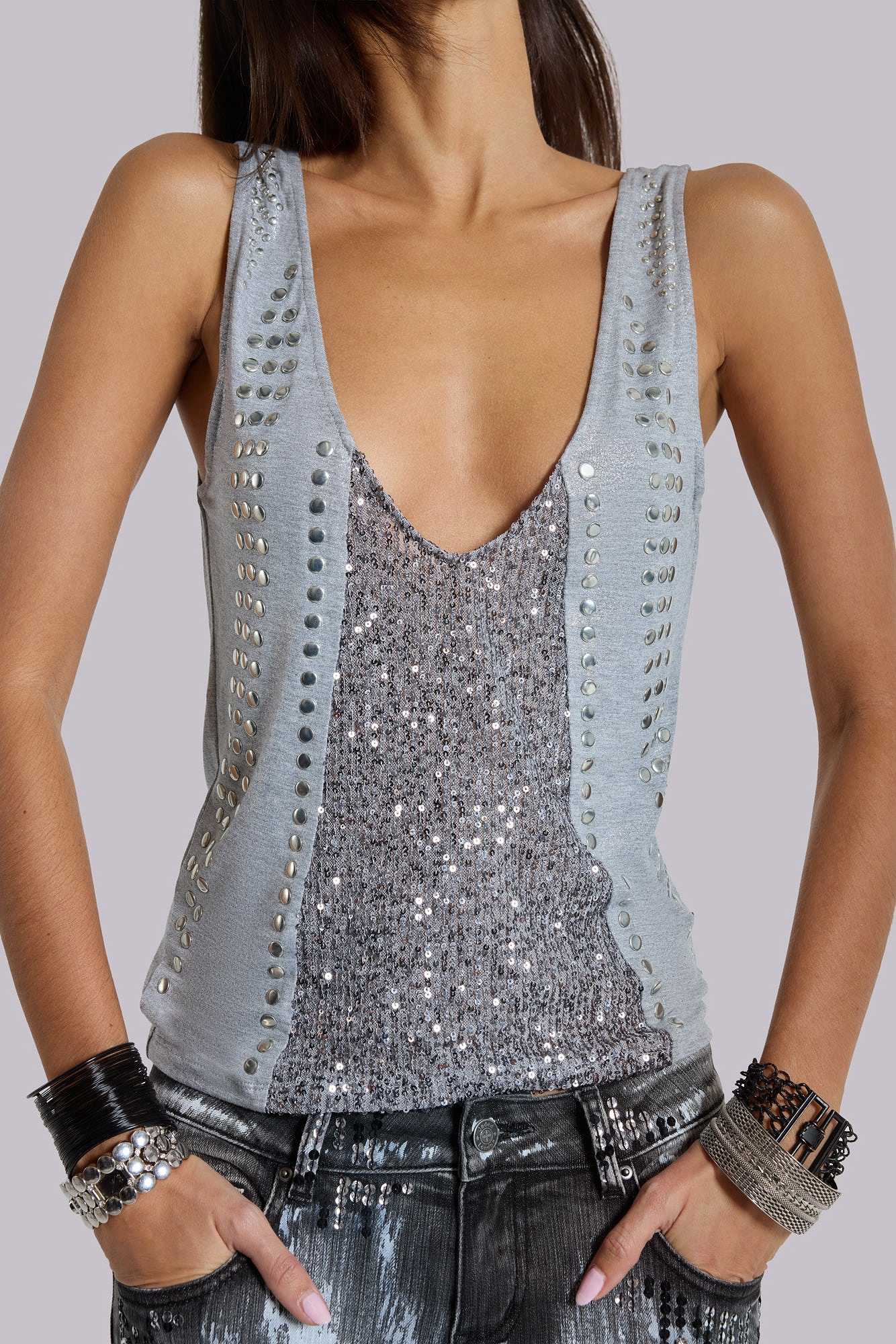 Kate Studded Plunge Vest Top