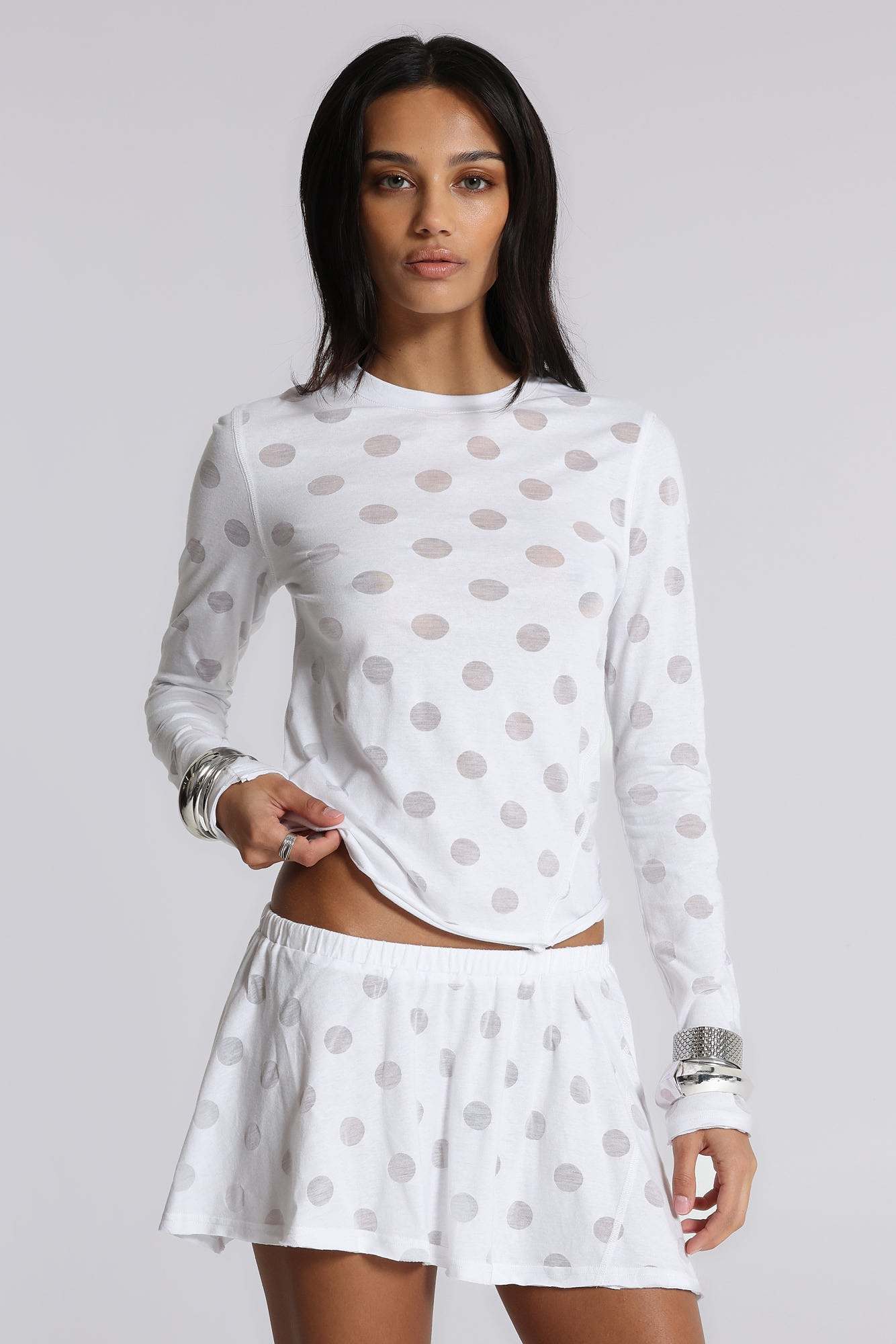 Aerea Burnout Polkadot Mini Skirt