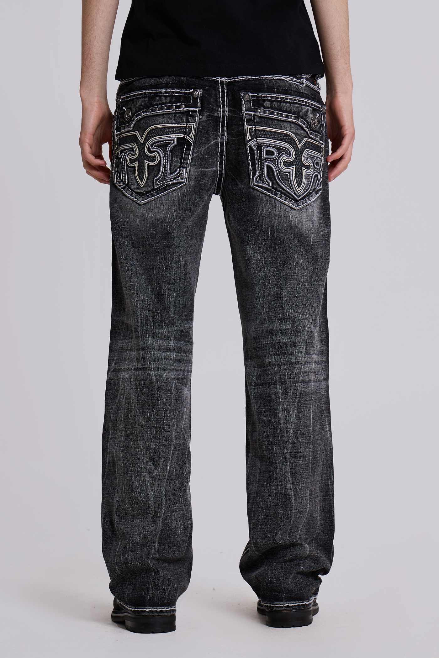 Rock Revival Washed Black Gwen Flared Jeans