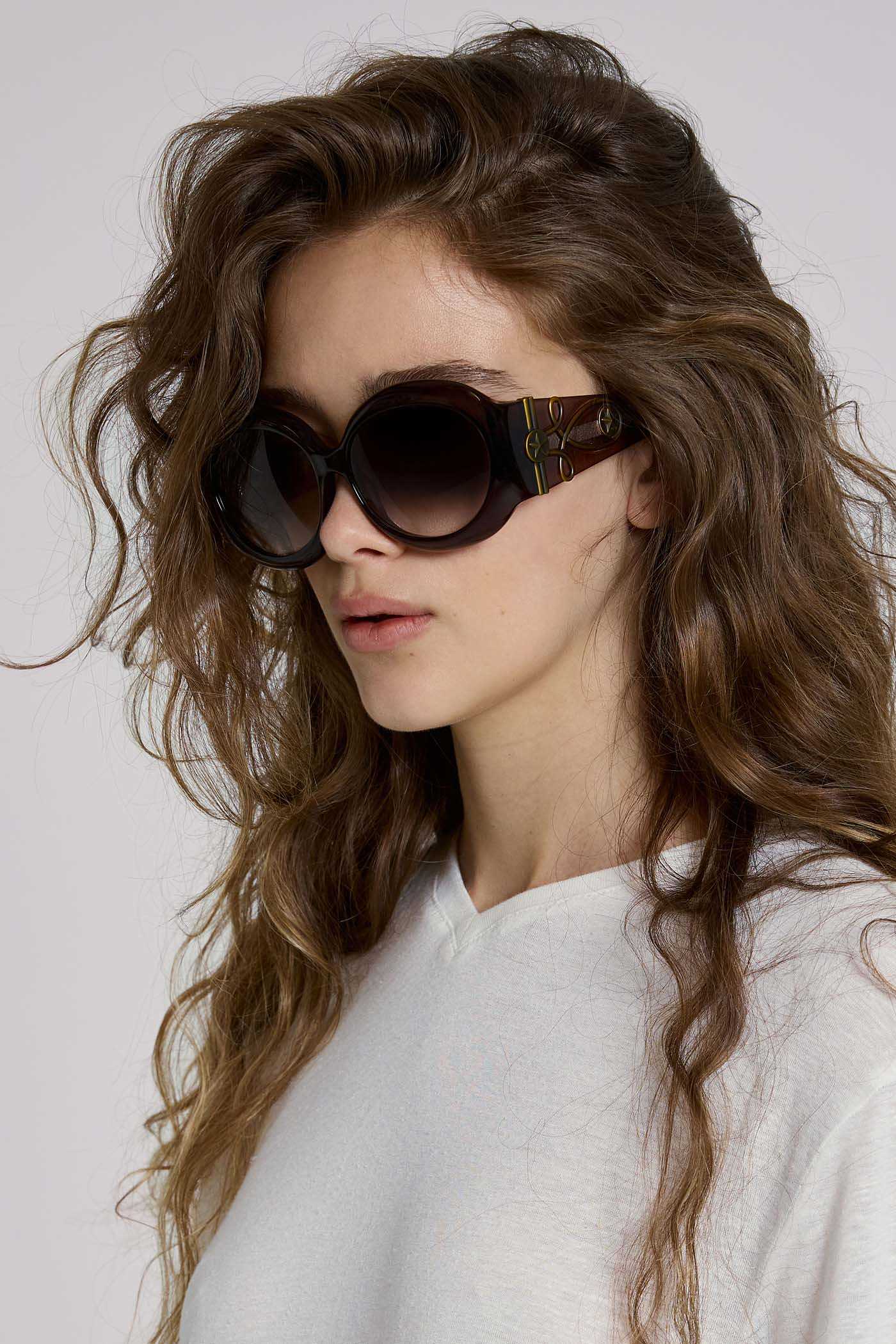 Majorette Oversized Round Sunglasses in Brown