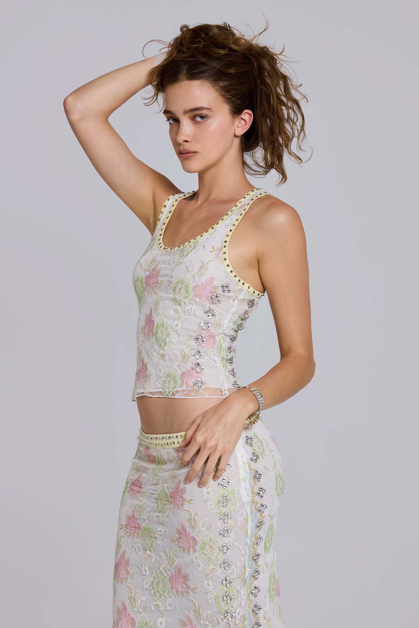 Fioretta Studded Lace Vest Top