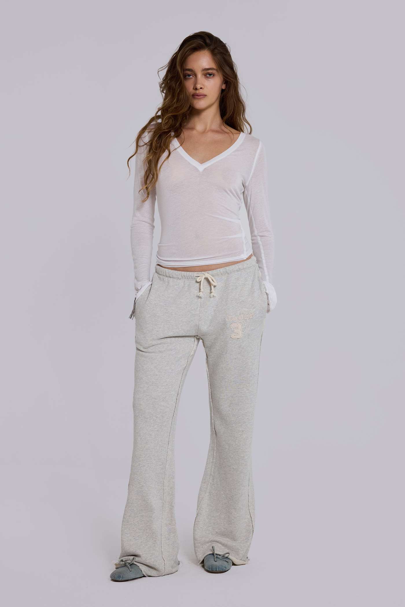 Cleo Slouchy Bootcut Jogger in Grey Marl