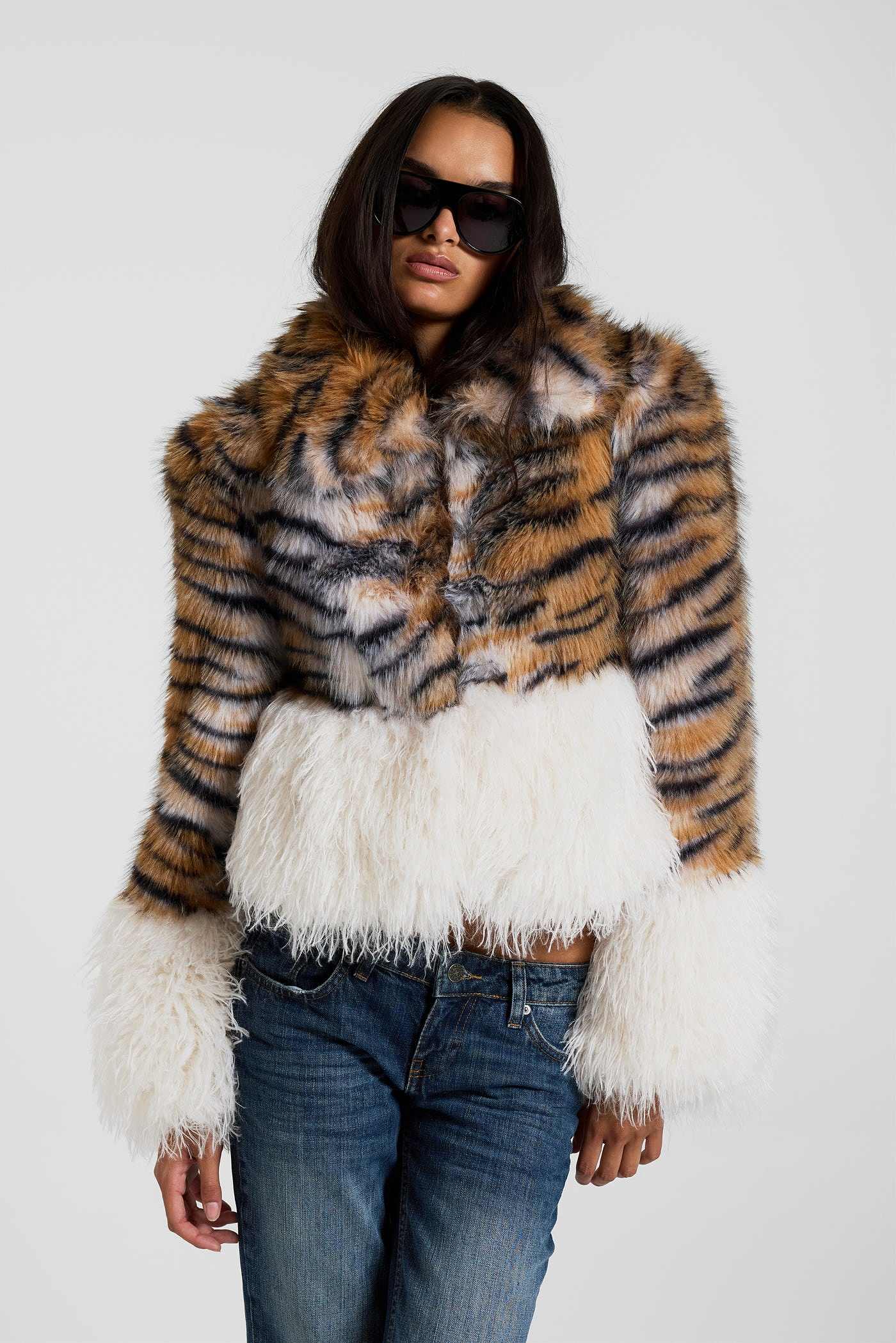 Ossin Tiger Faux Fur Coat