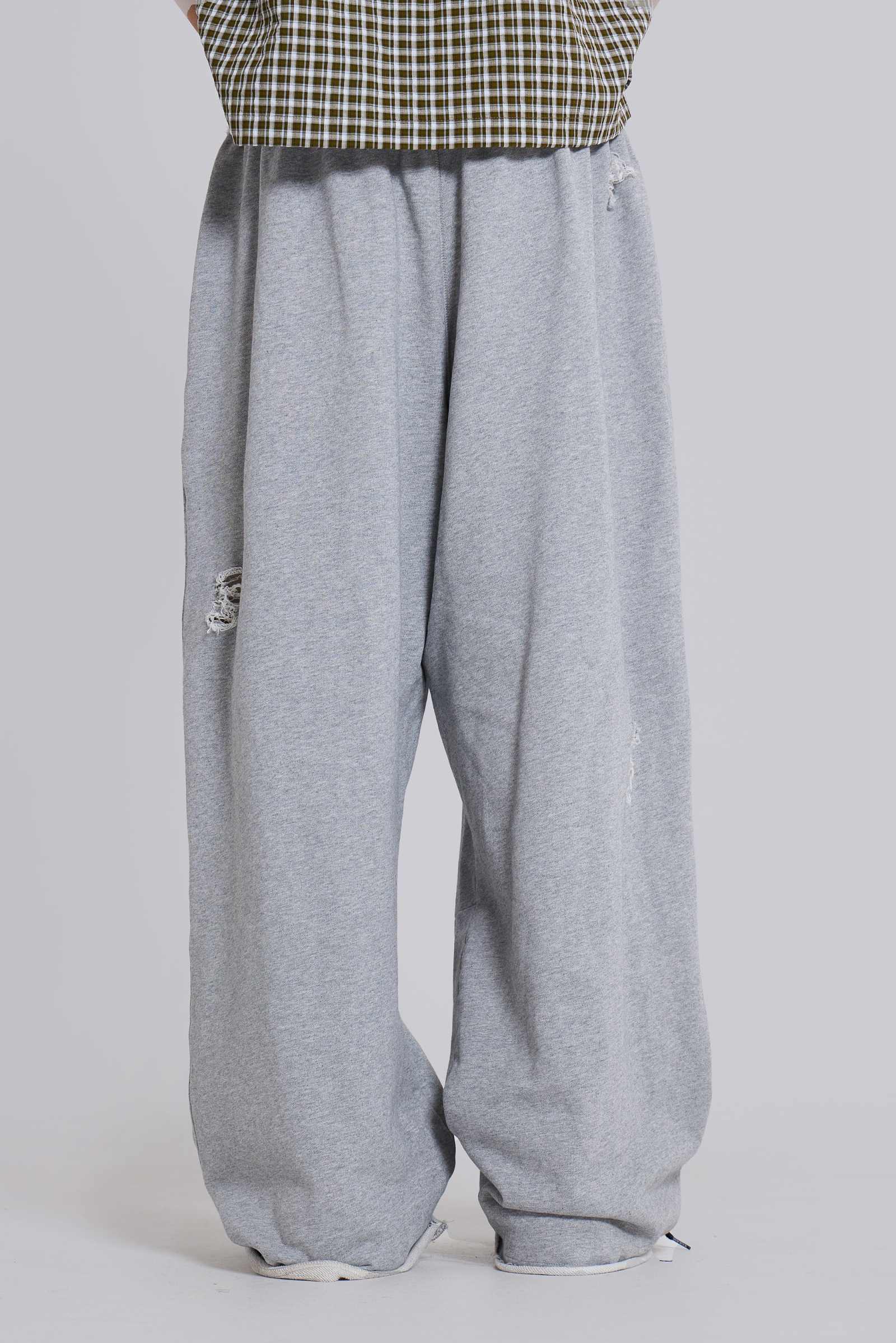 Distressed Grey Marl Baggy Monster Joggers