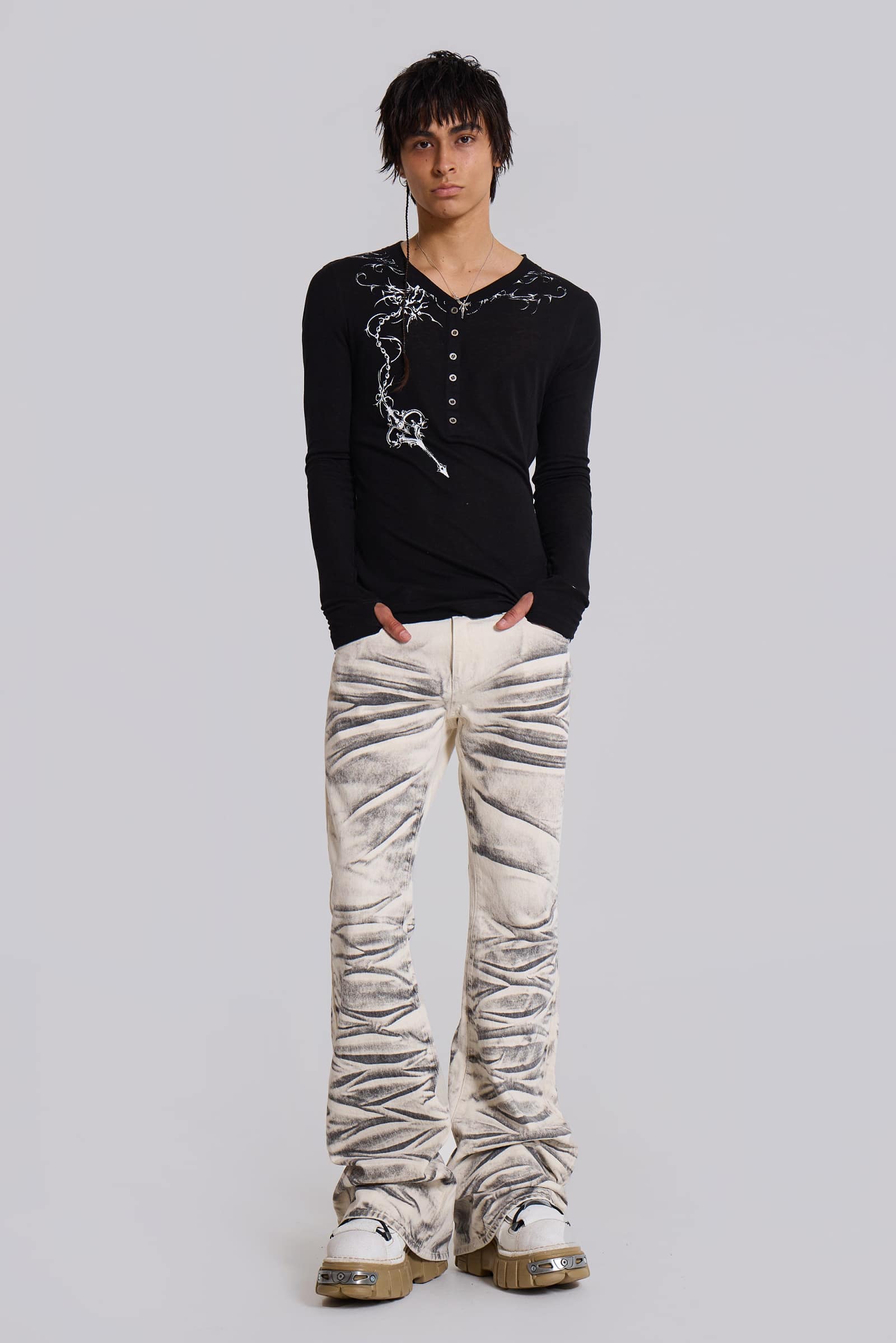 Arctic White Drift Bootcut Jeans