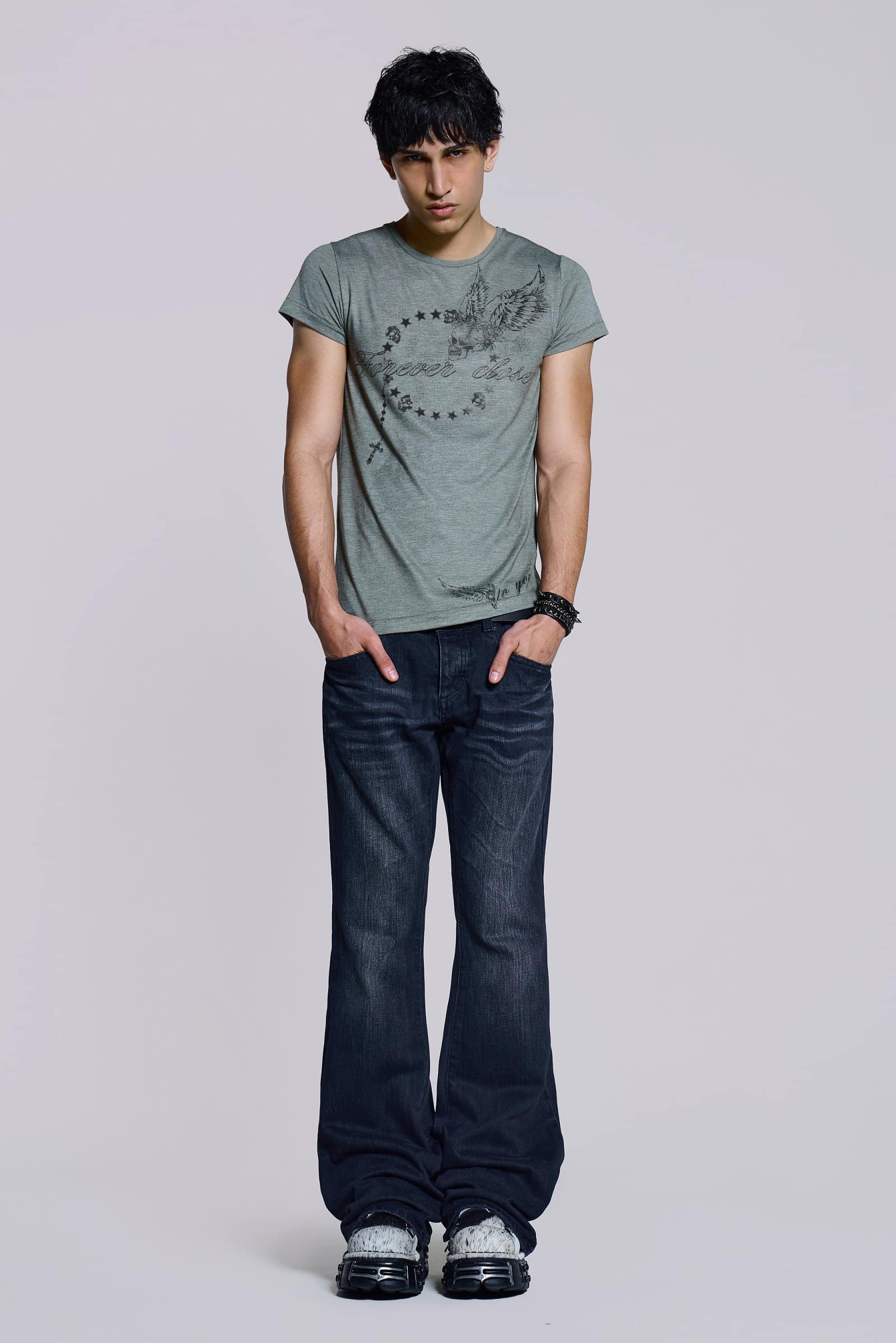 Indigo Creased Drift Bootcut Jeans
