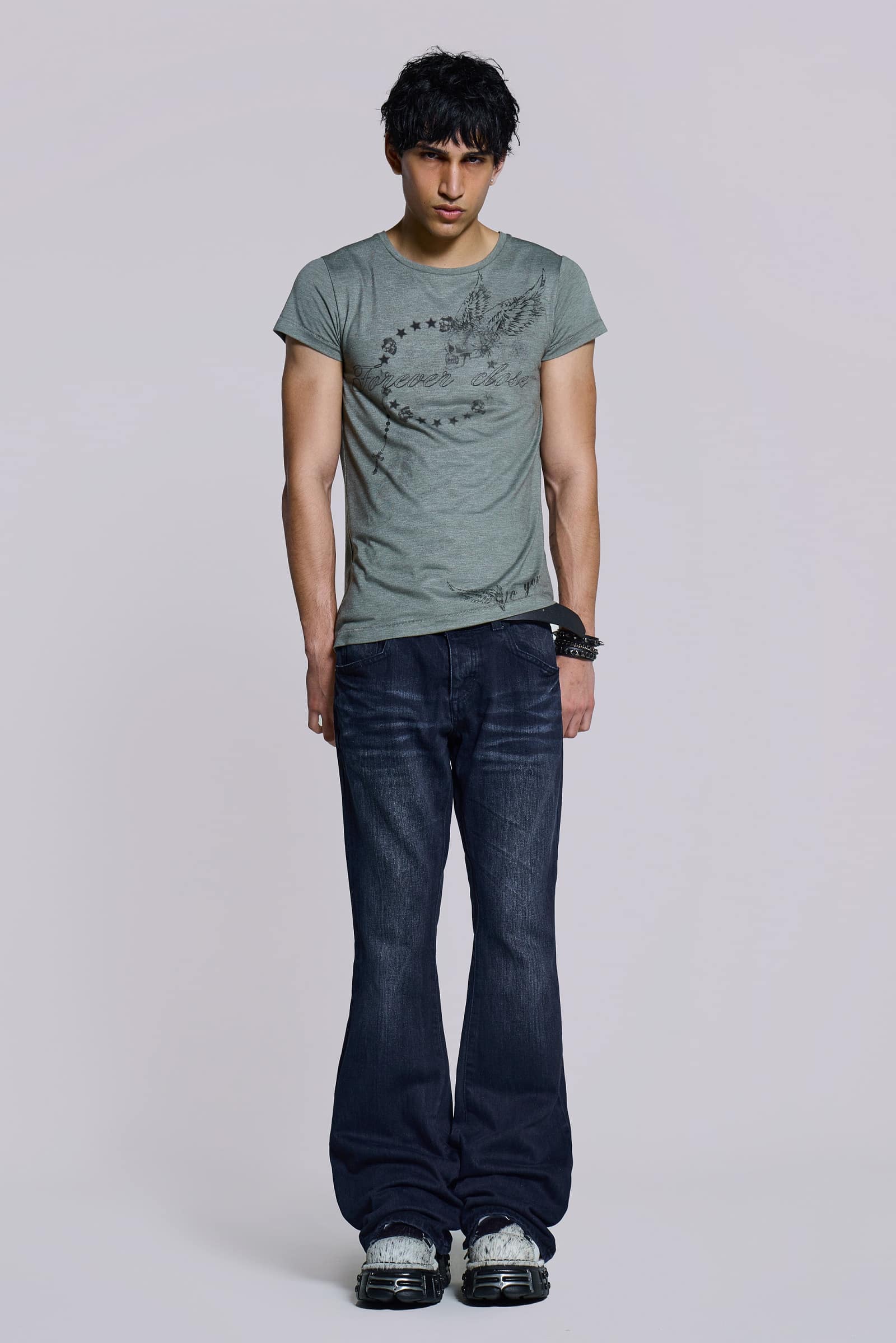 Indigo Creased Drift Bootcut Jeans