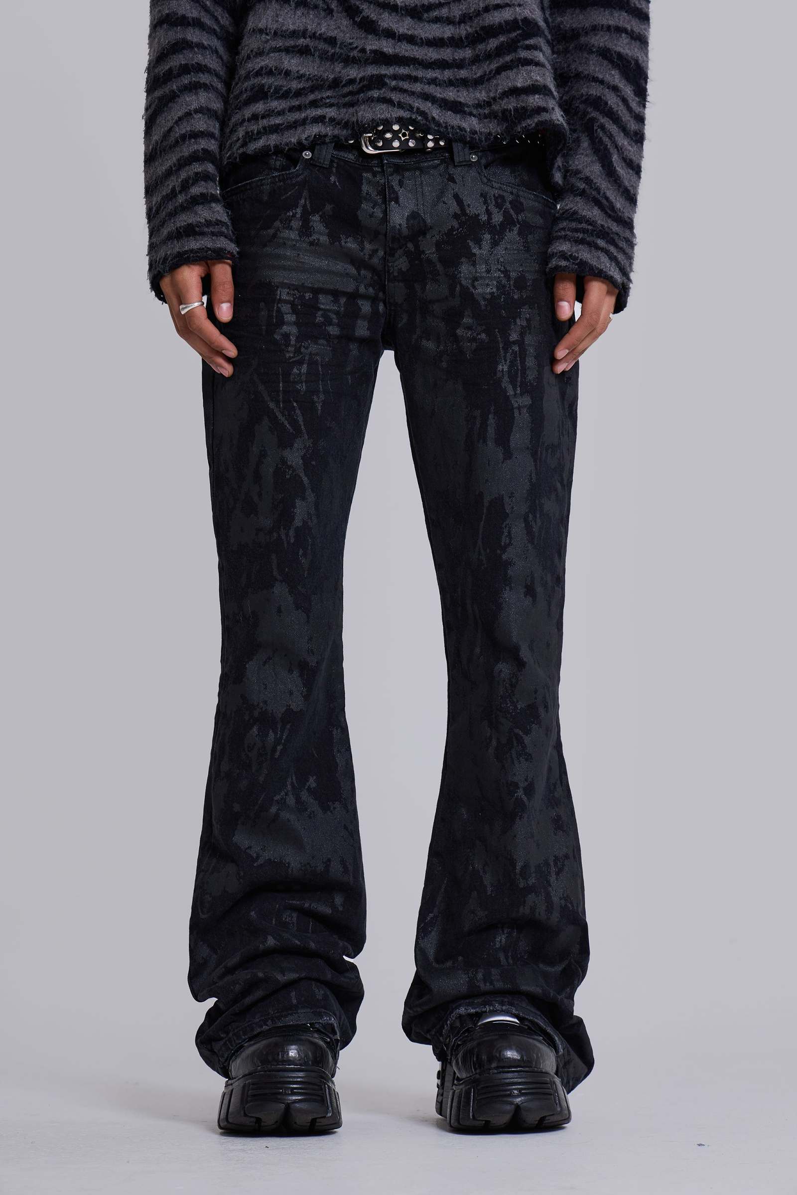 Wax Coated Drift Bootcut Jeans