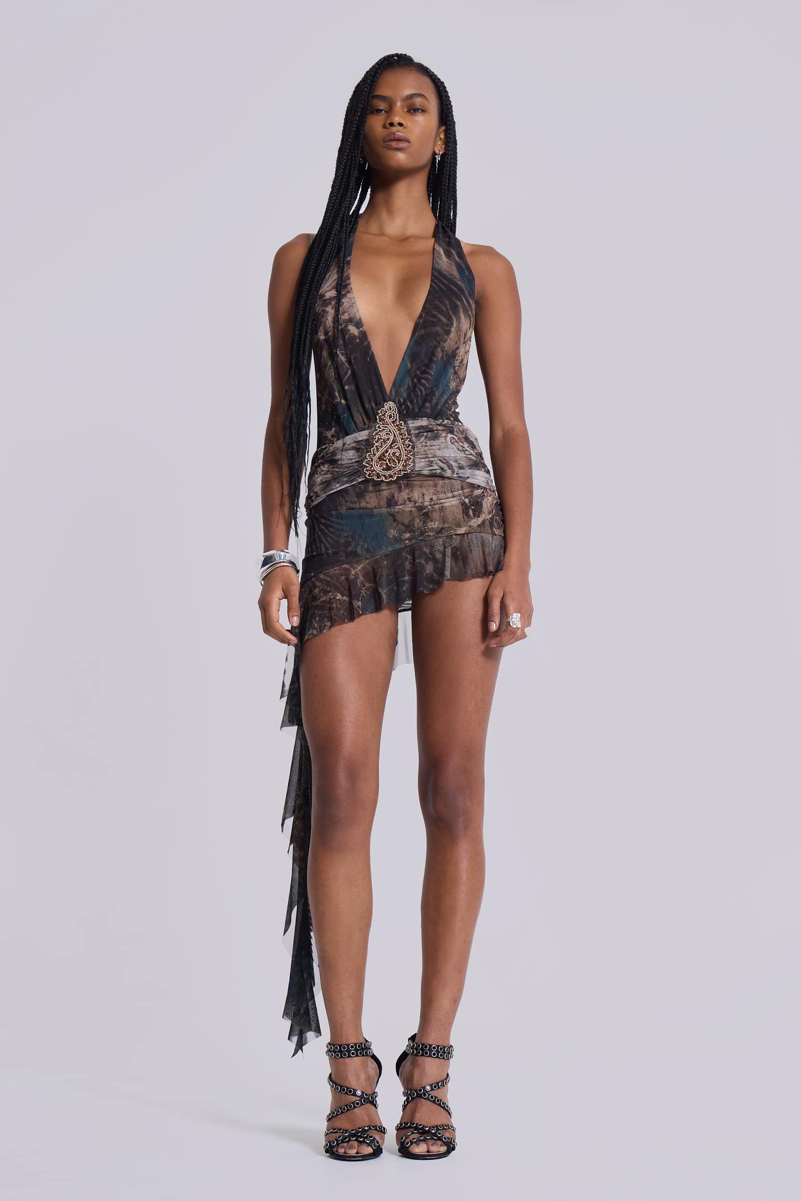 jaded london brown dress Shop Mini Cindy Plunge Dress | Jaded London