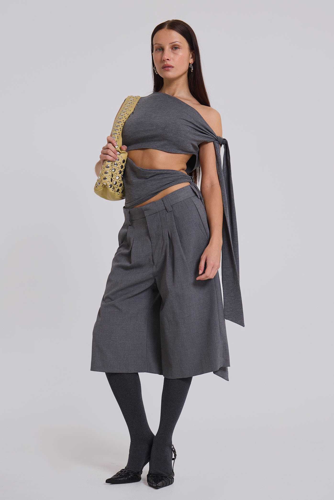 Osmium Studded Leather Bag in Cream