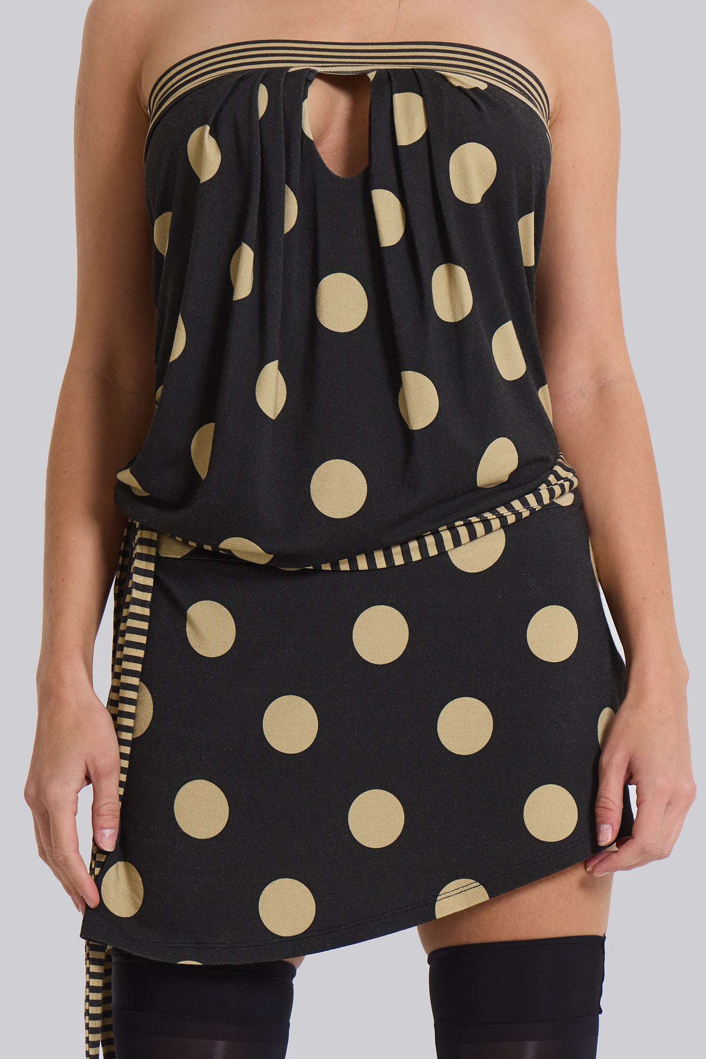 lola strapless mini dress in polkadot stripe Elodie Polka Dot Strapless Mini Dress