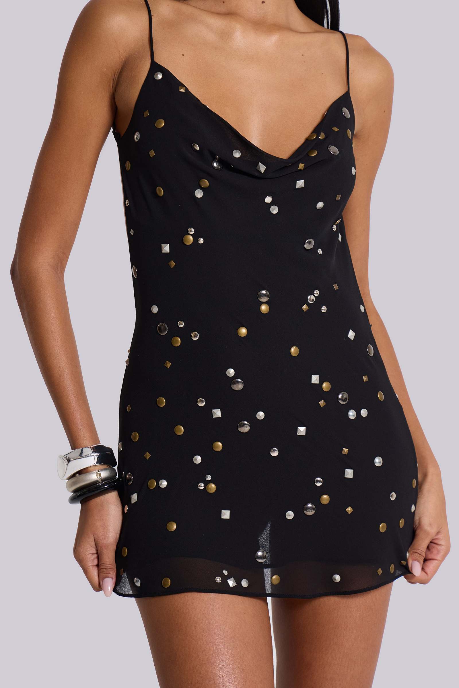 black and gold studded dress Melba Black Gold Rhinestones Maxi Bandage Dress Chic Couture Online