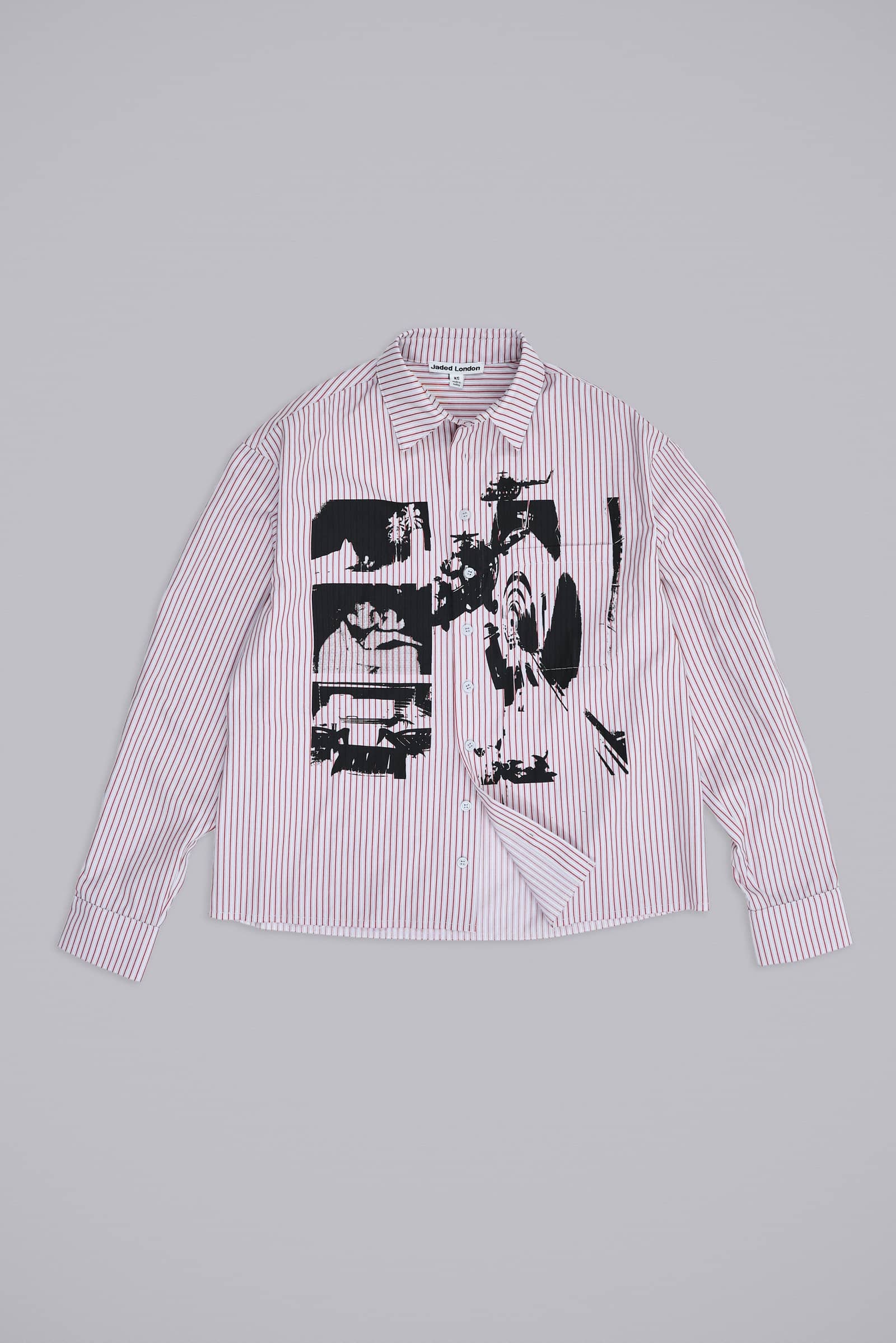 Overprint Cropped Button-Up Shirt