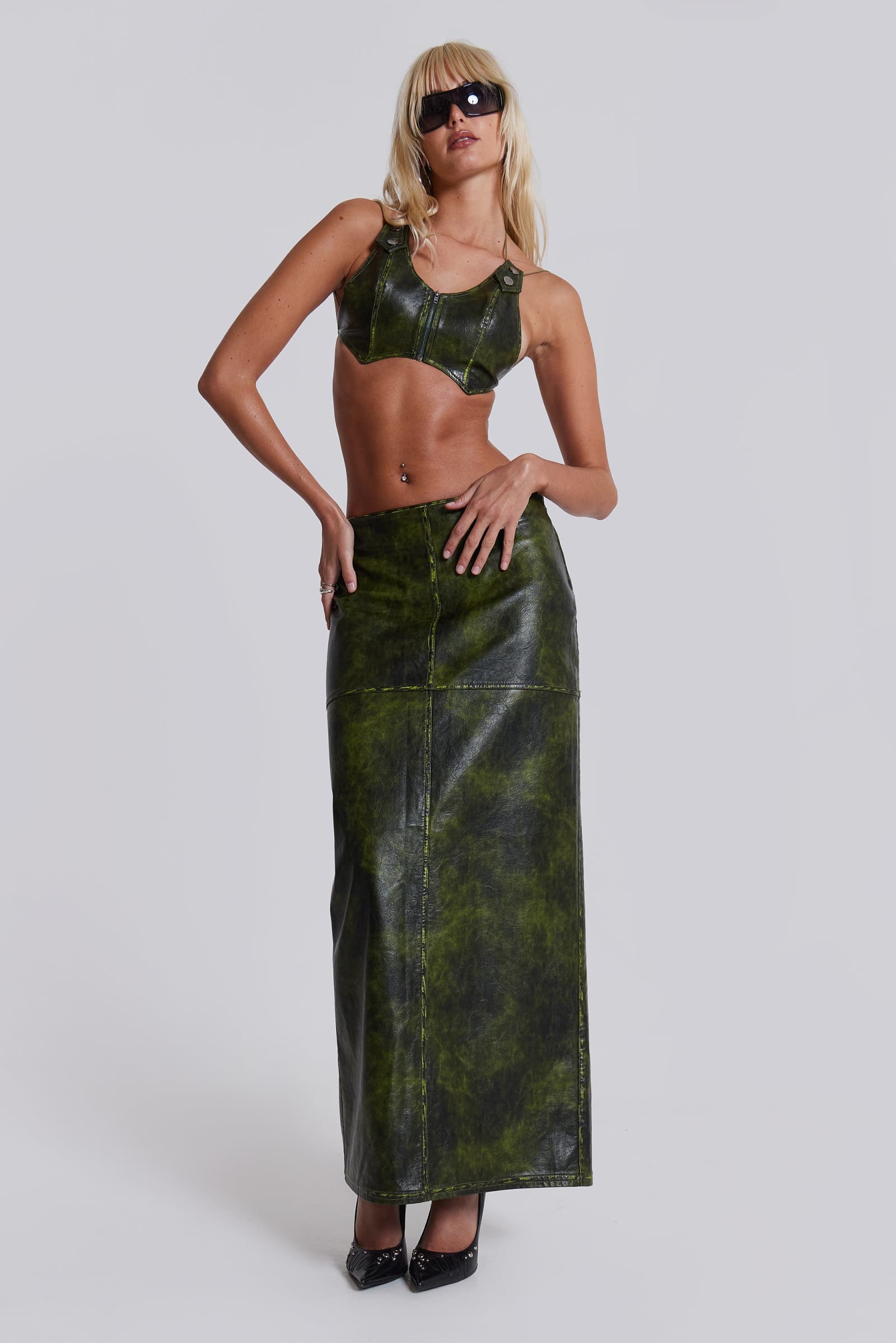 Venom Faux Leather Bralette Top