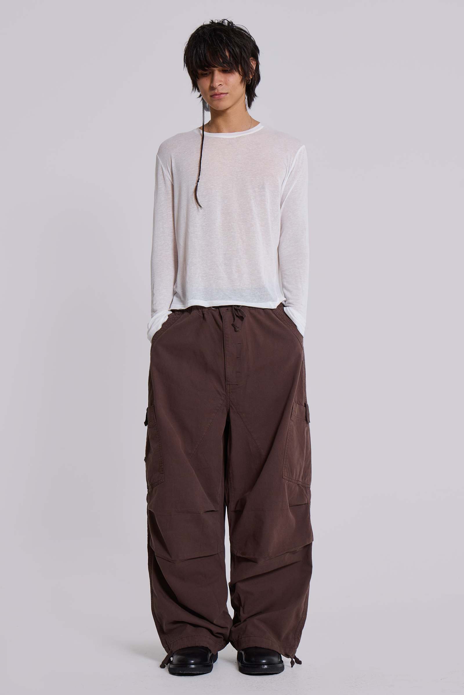 Brown Parachute Cargo Pants