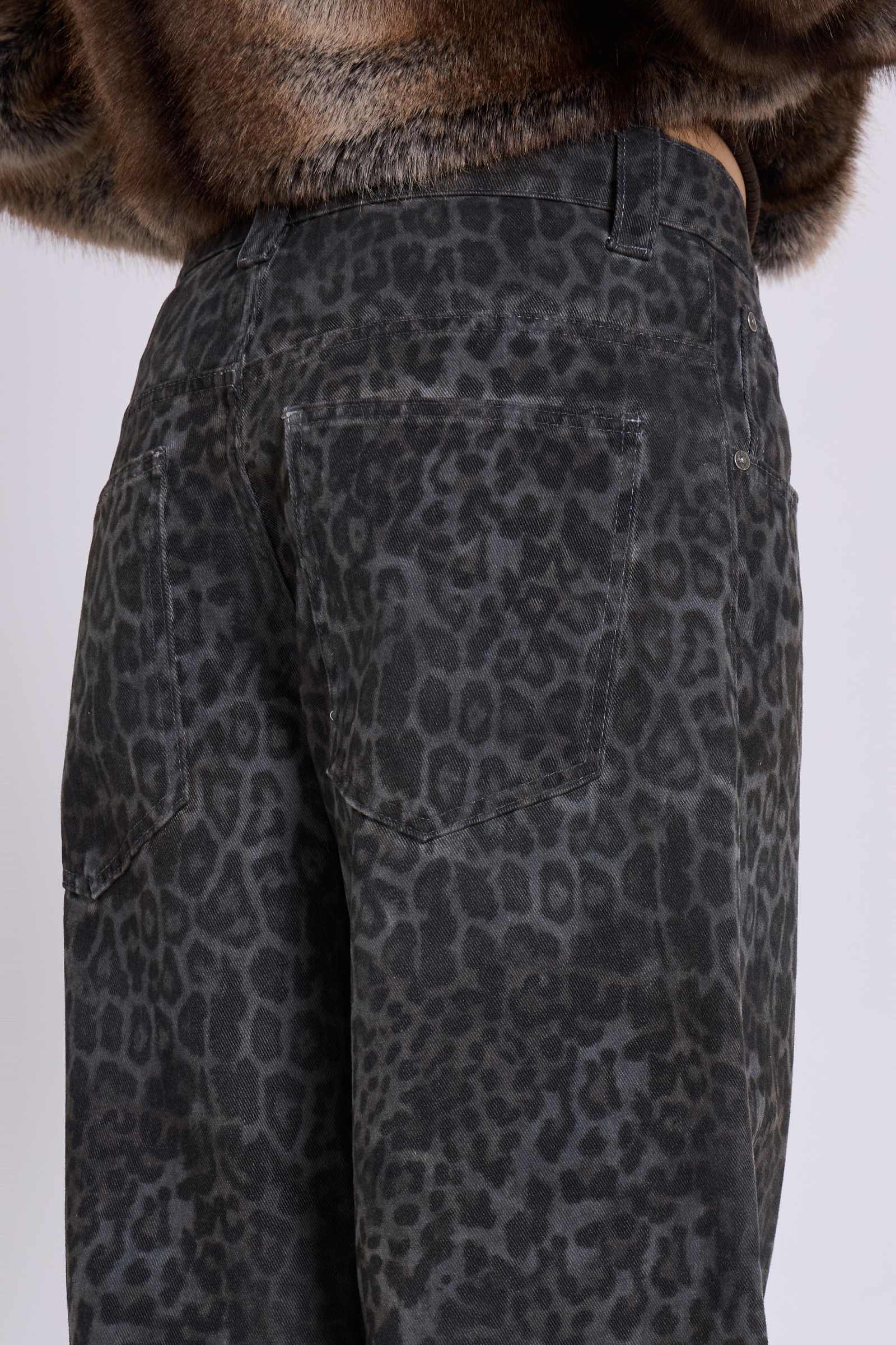 Charcoal Leopard Fade Colossus Jeans | Jaded London | Clothing