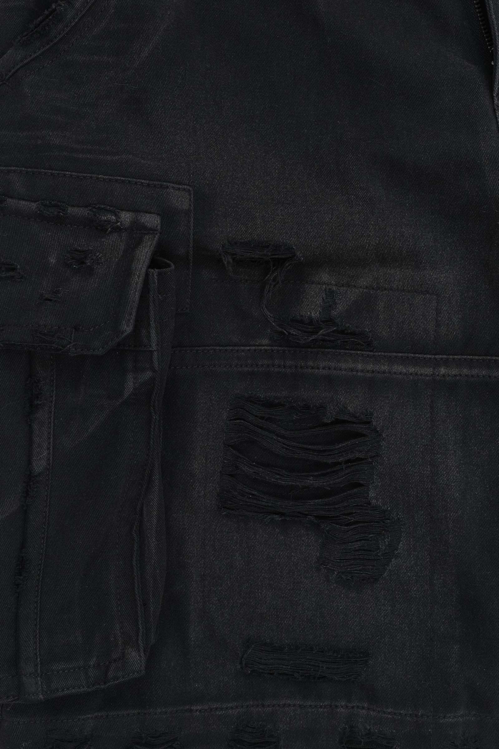 Black Distressed Beach Cargo Shorts