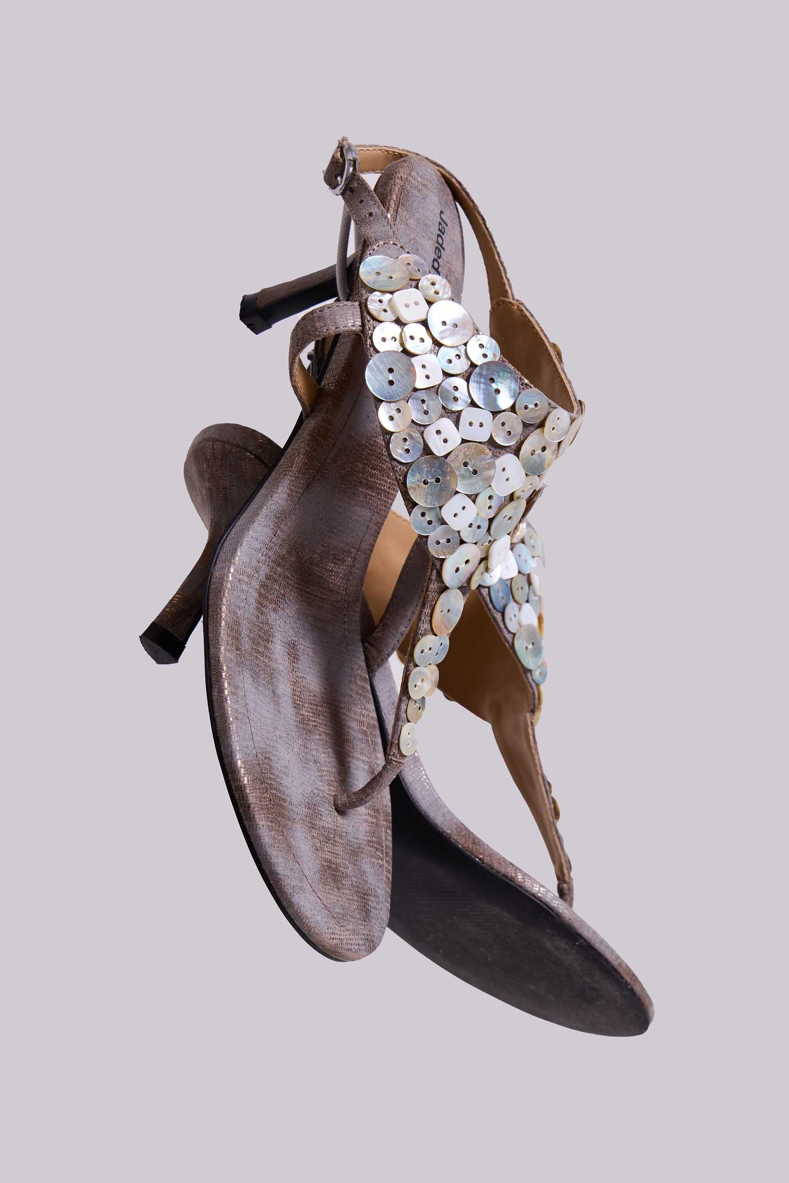 Azaela Metallic Button Heeled Sandals