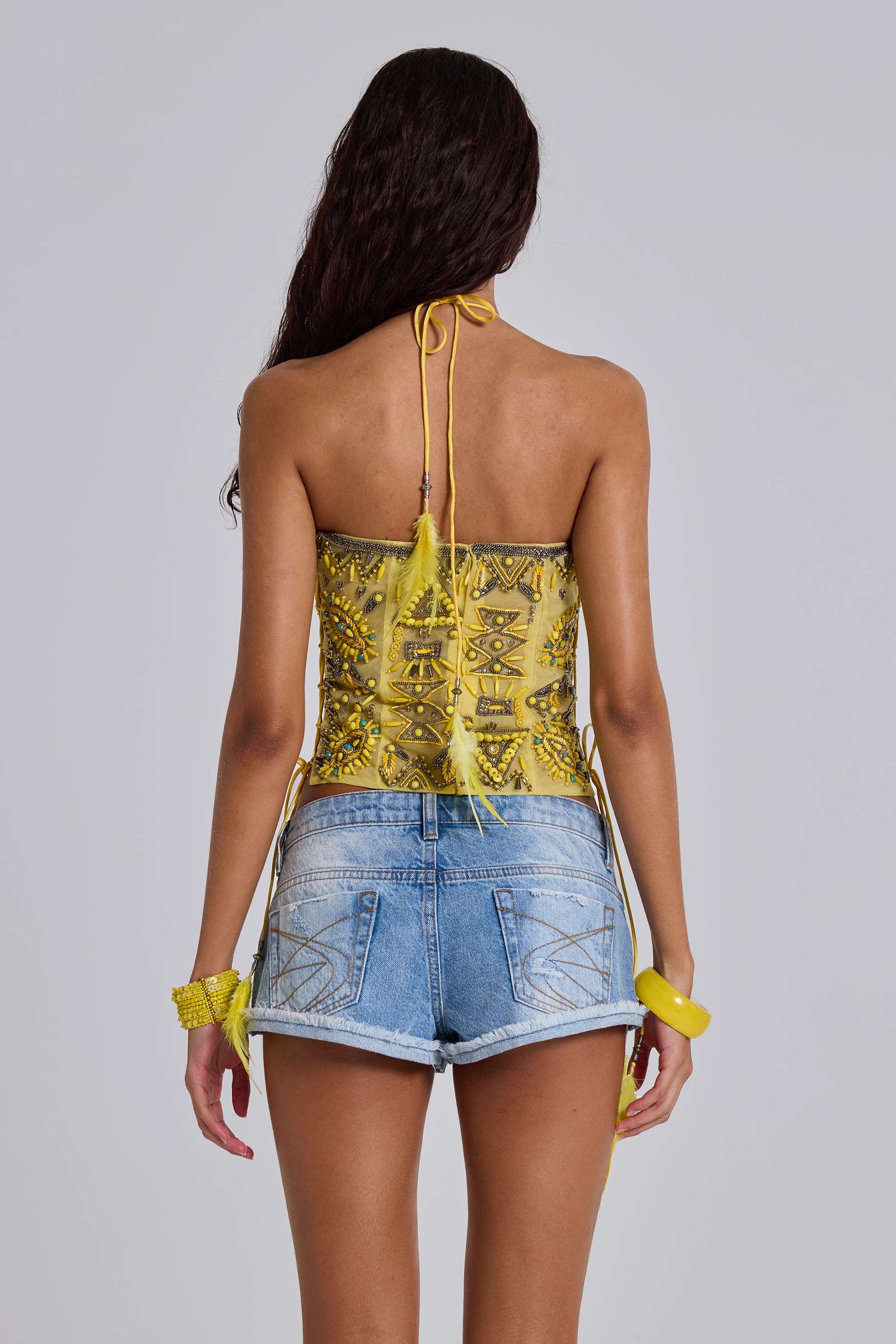 Cylo Hand-Beaded Corset Top