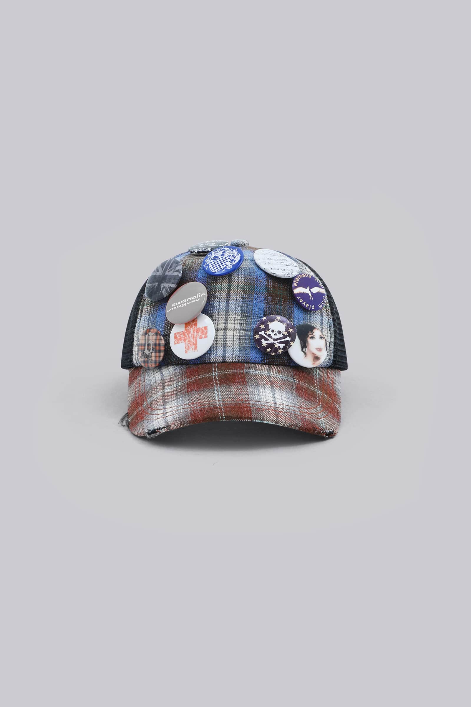 Badge Mixed Check Cap