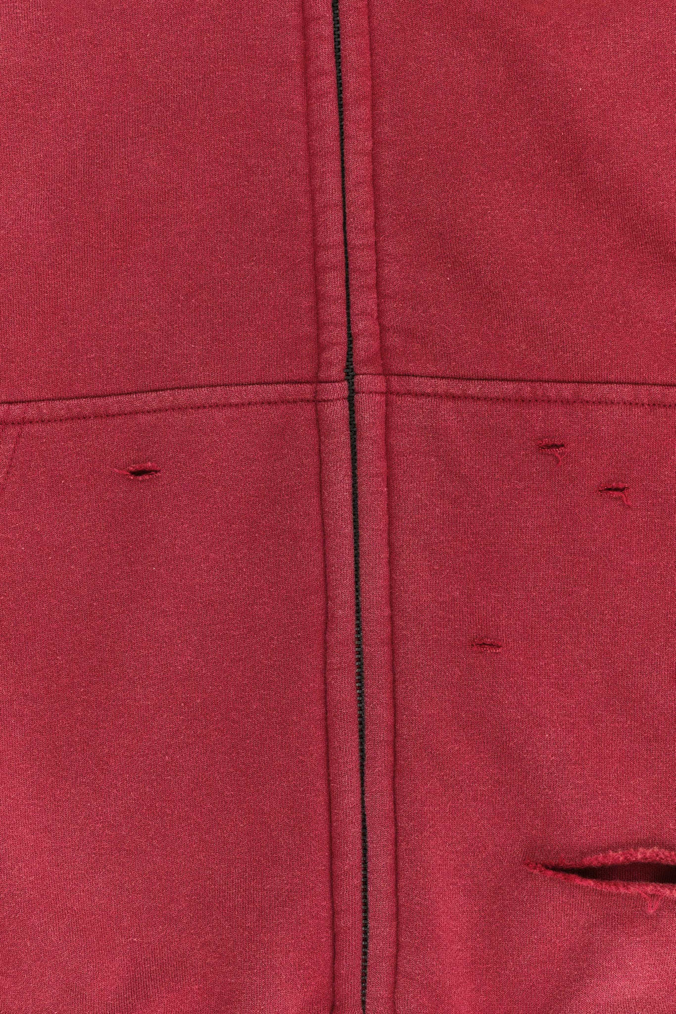 Red Sun Faded Waffle Lined Zip Hoodie