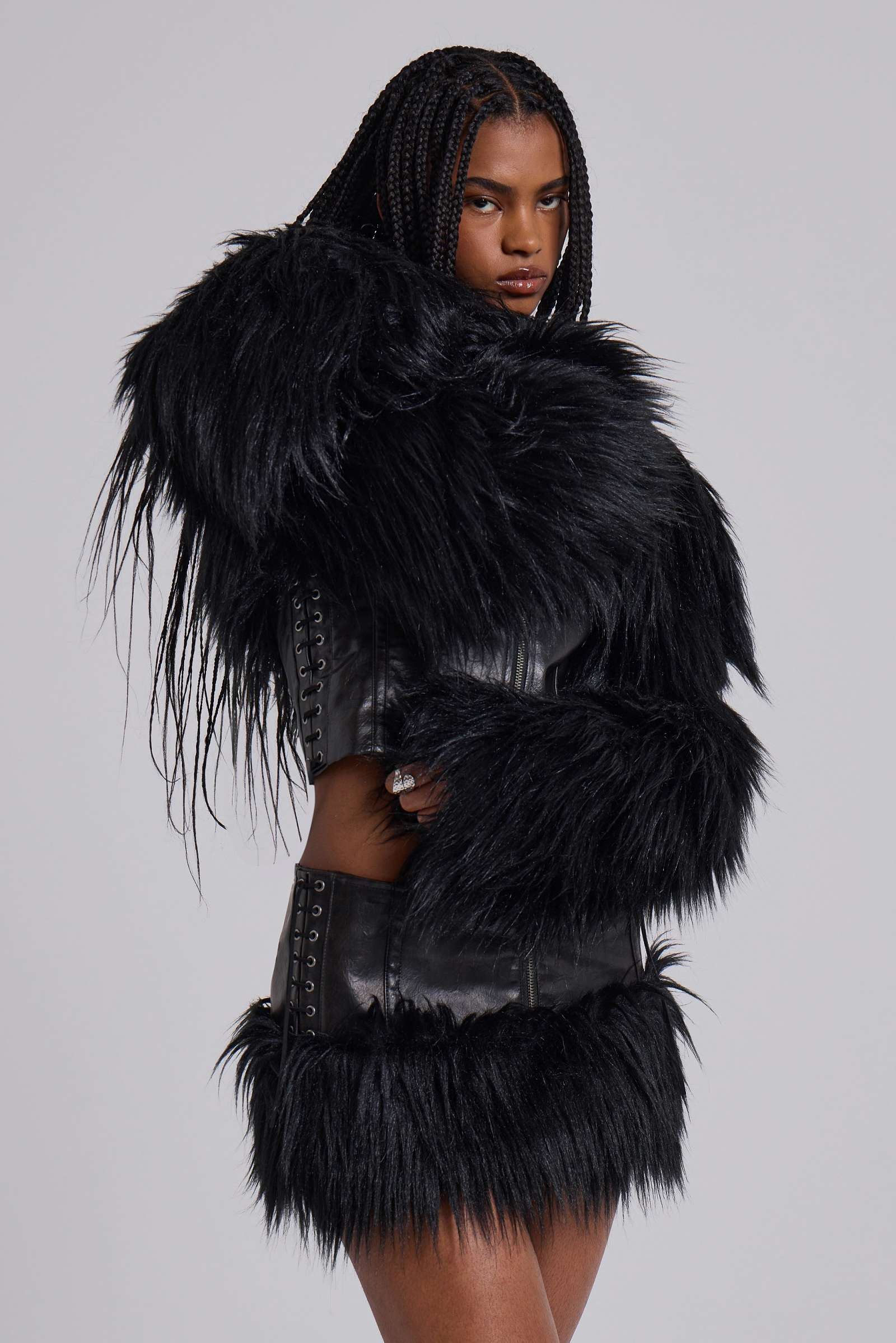 Viera Faux Fur and Leather Jacket