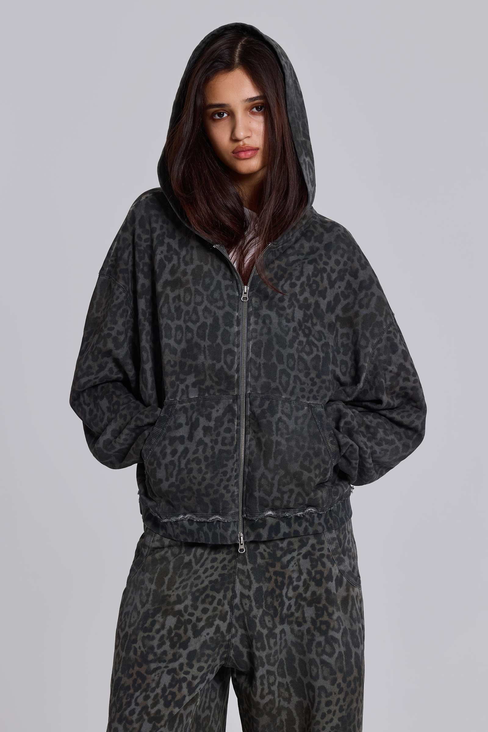 Charcoal Leopard Monster Hoodie